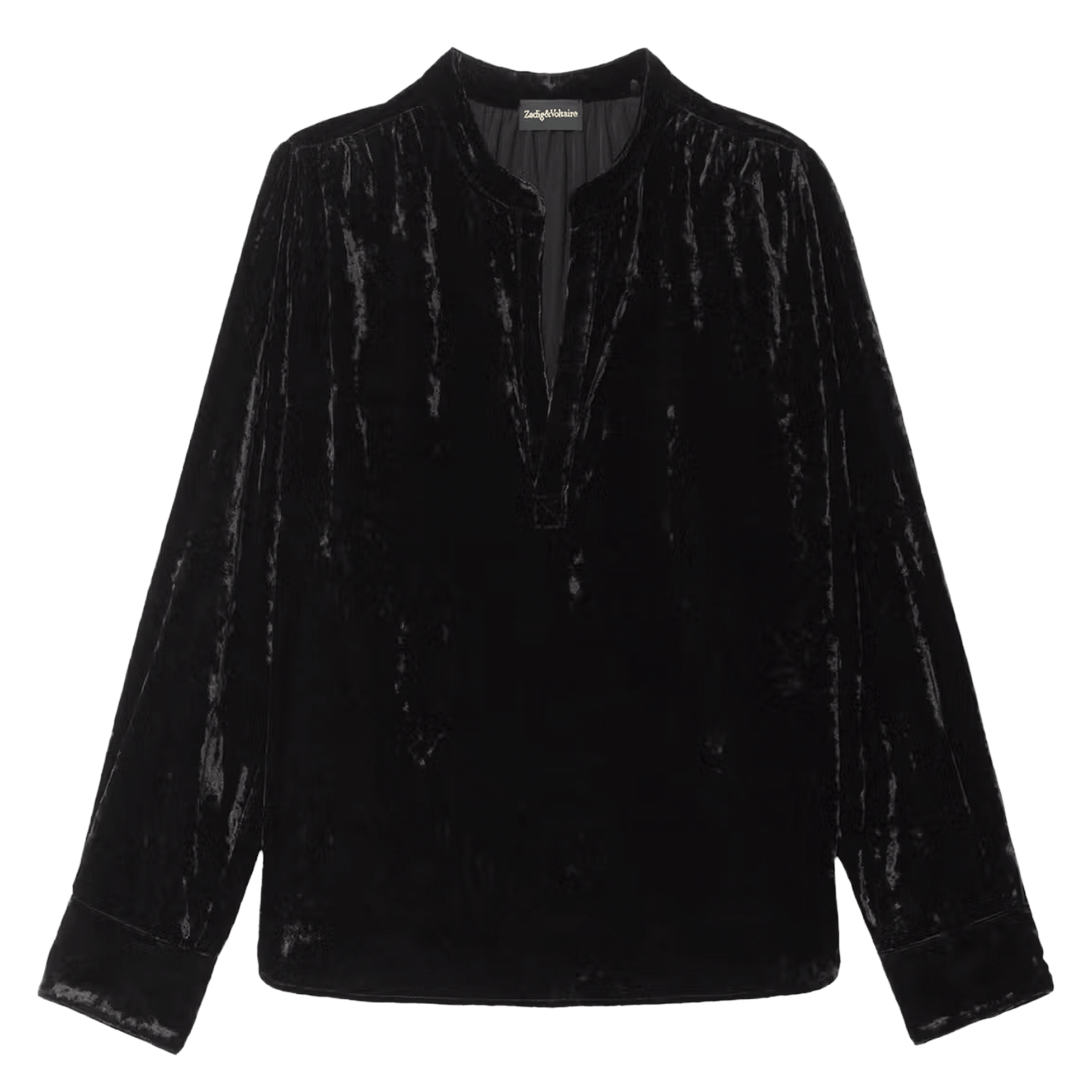 Blouse col tunisien en velours uni ZADIG&VOLTAIRE Noir