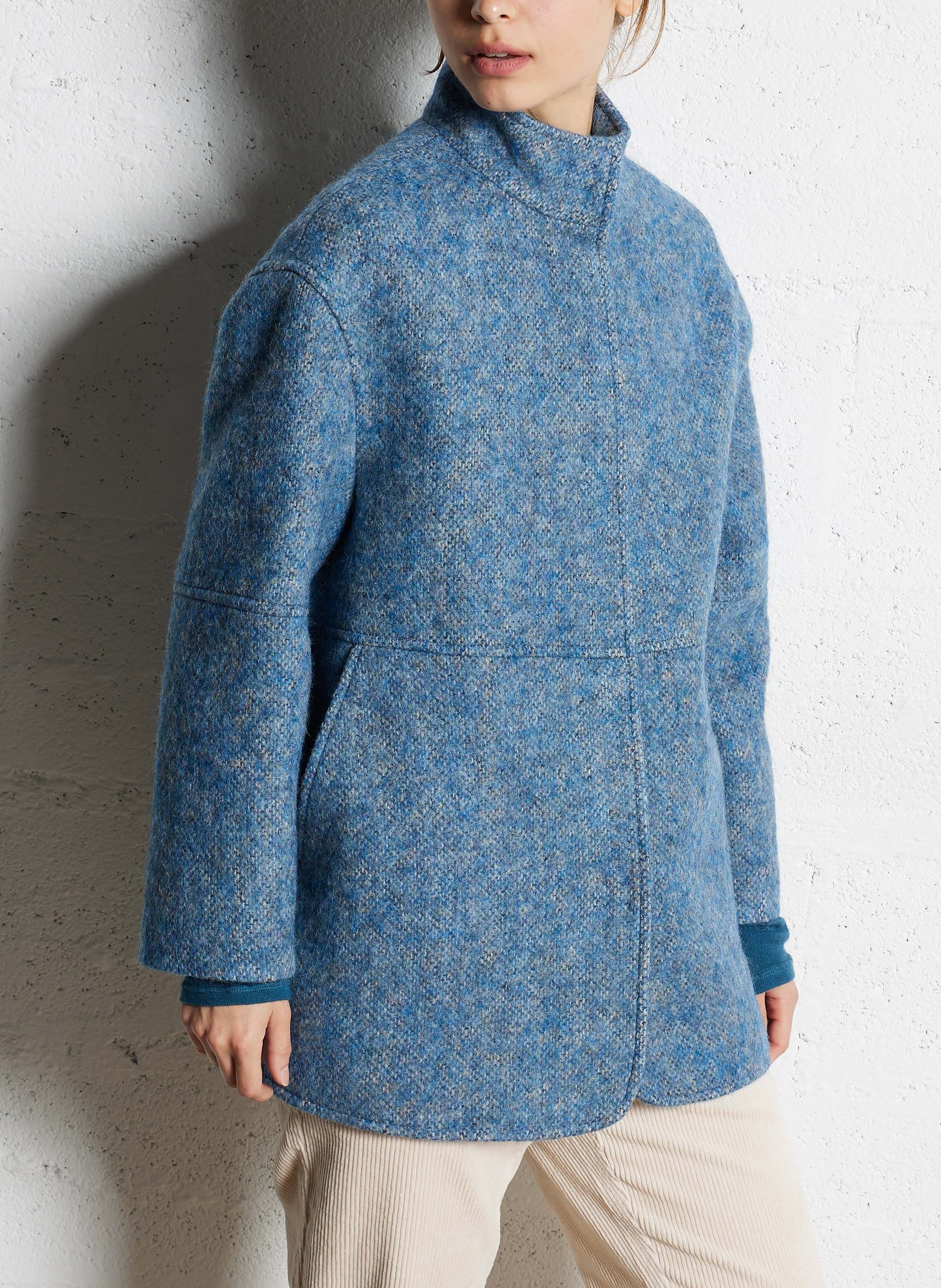 Pull fin col rond en cachemire MAJESTIC FILATURES Bleu