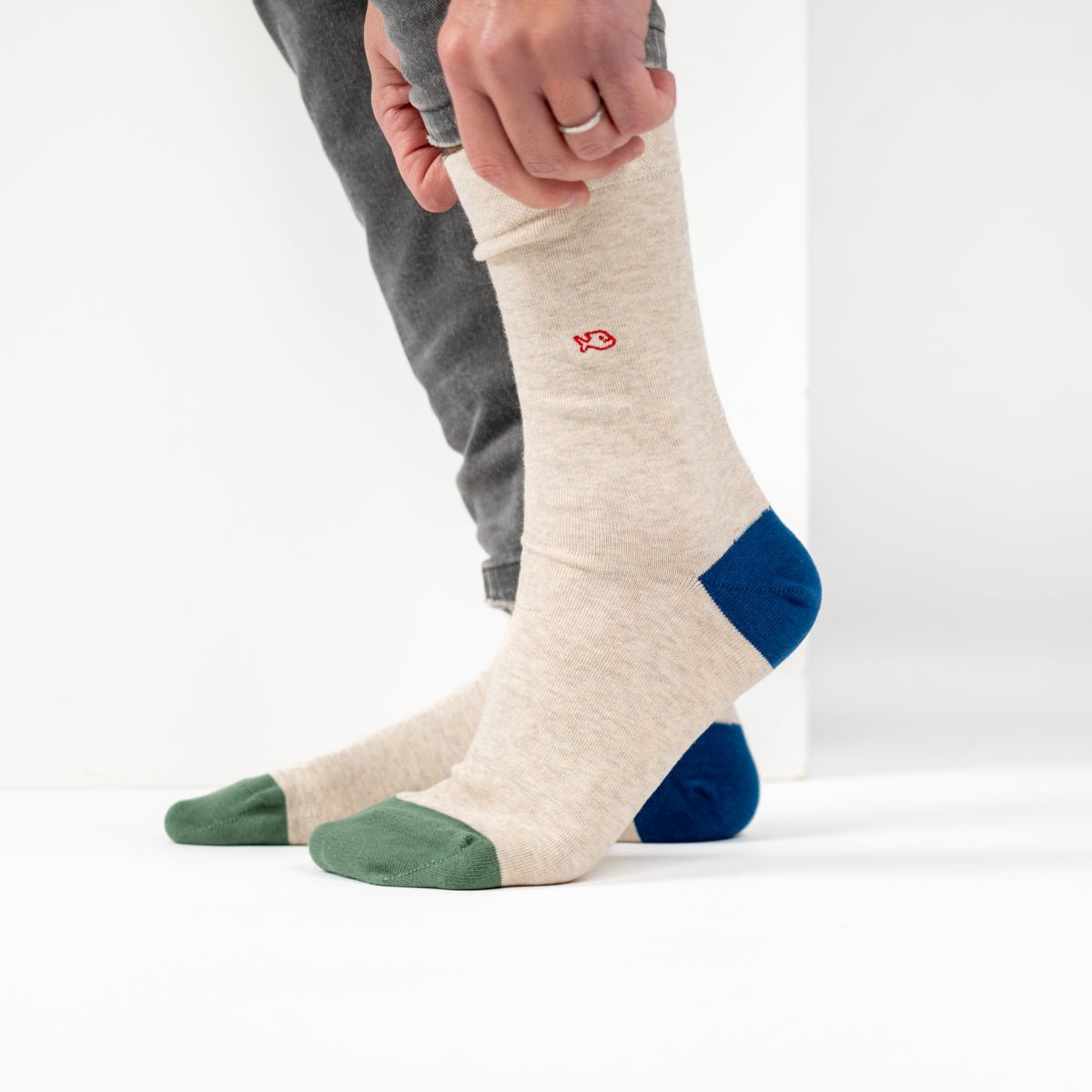 Solid combed cotton socks Beige