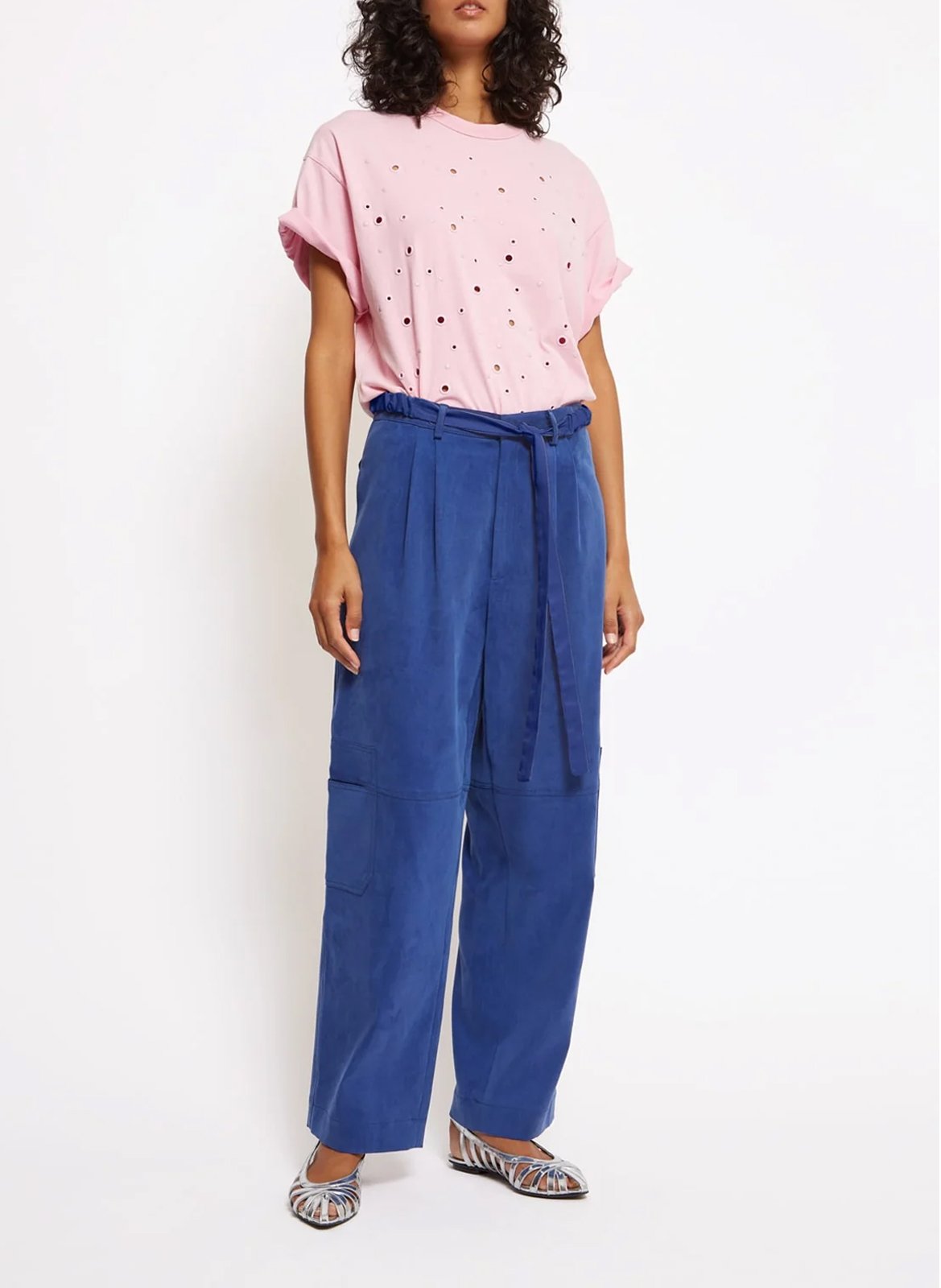 Wijde broek van velours ROSEANNA Blauw