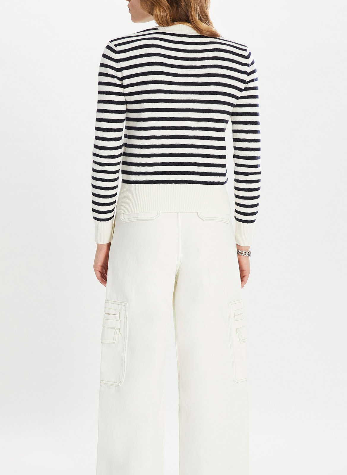 Pull col rond en coton et cachemire  Bleu