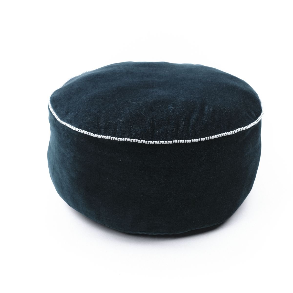 Pouf rond en coton FACTORY Bleu