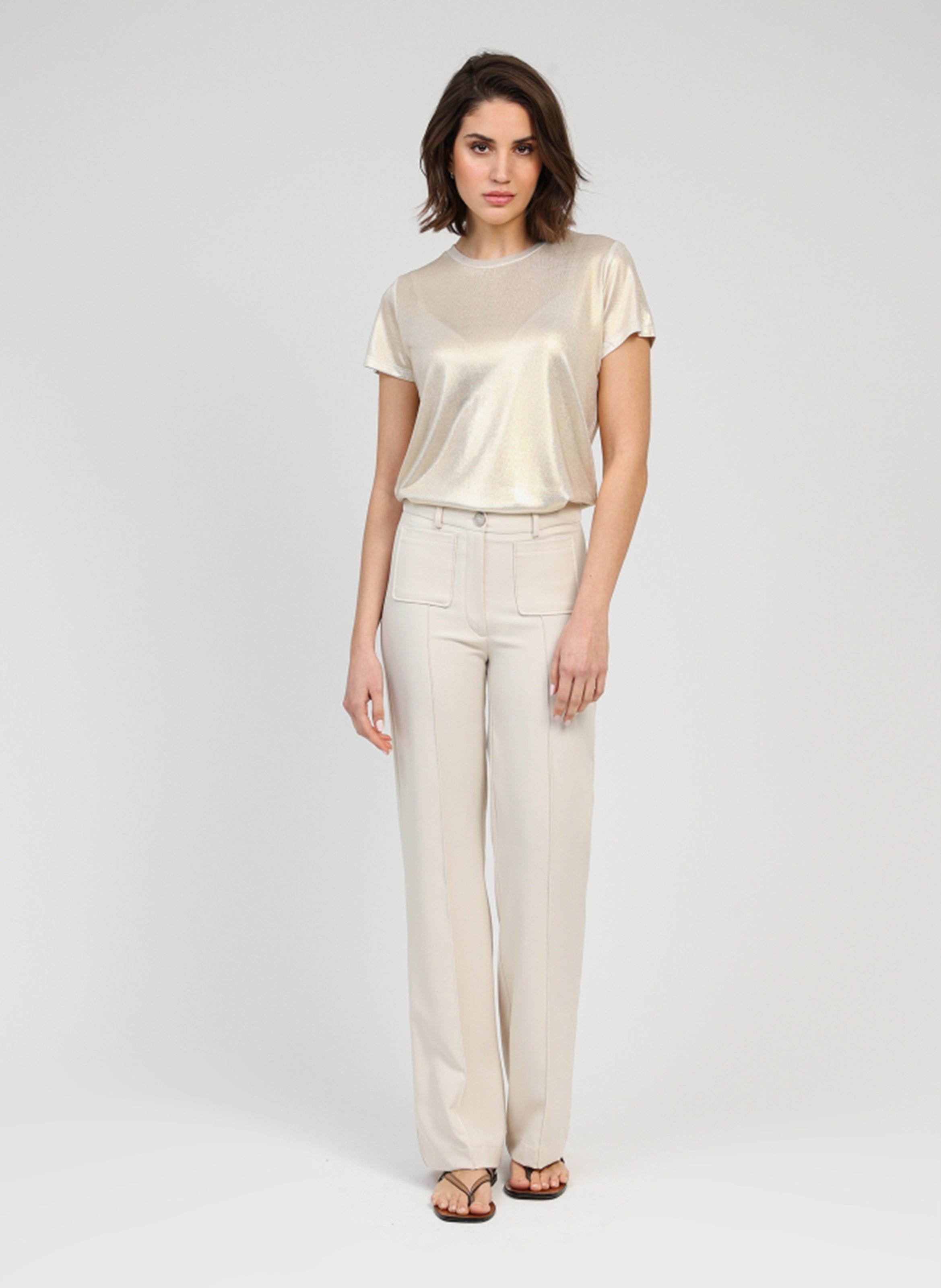 Straight pants with darts AN'GE Beige