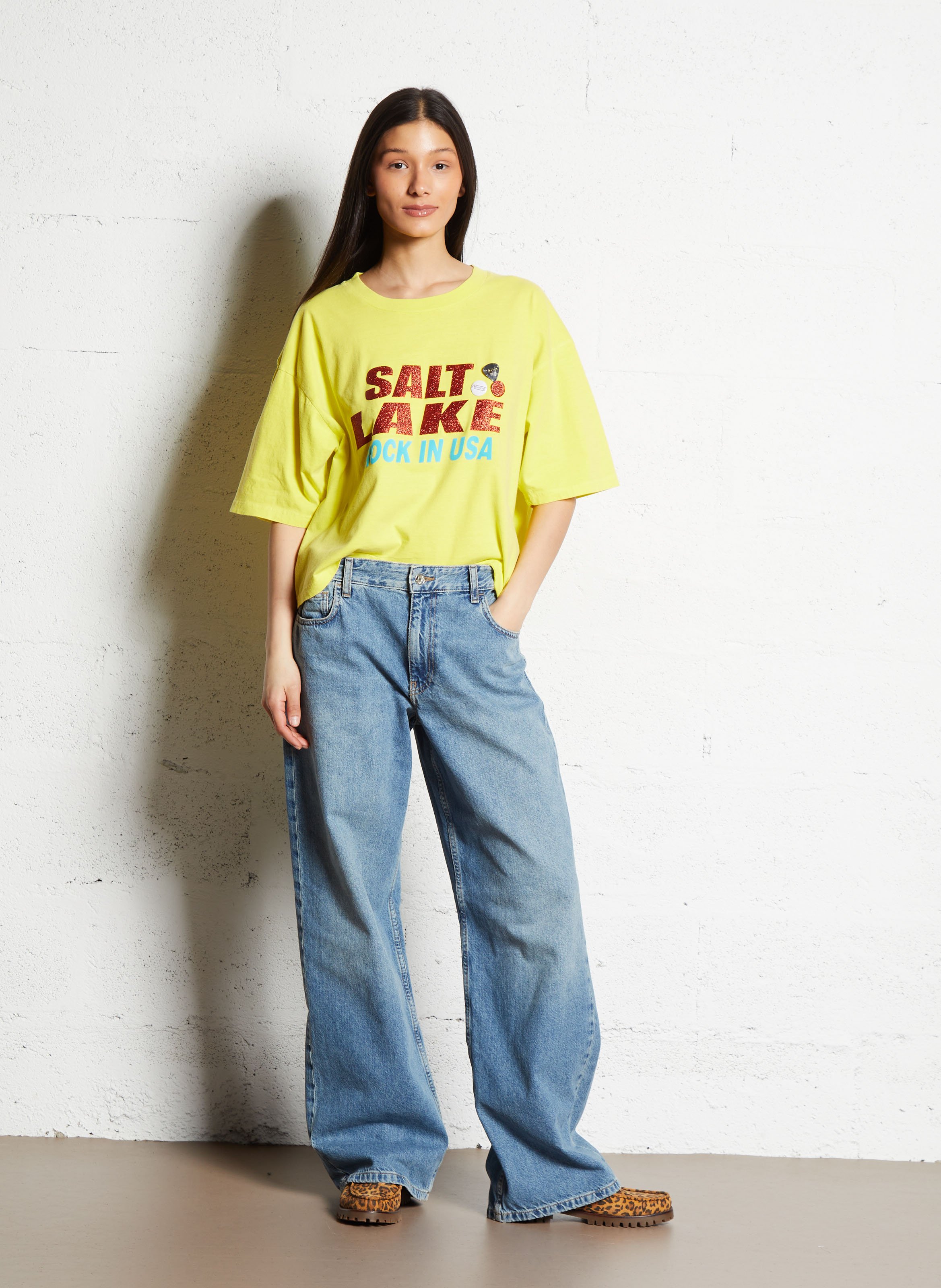 Tee-shirt droit col rond en coton NEWTONE Jaune