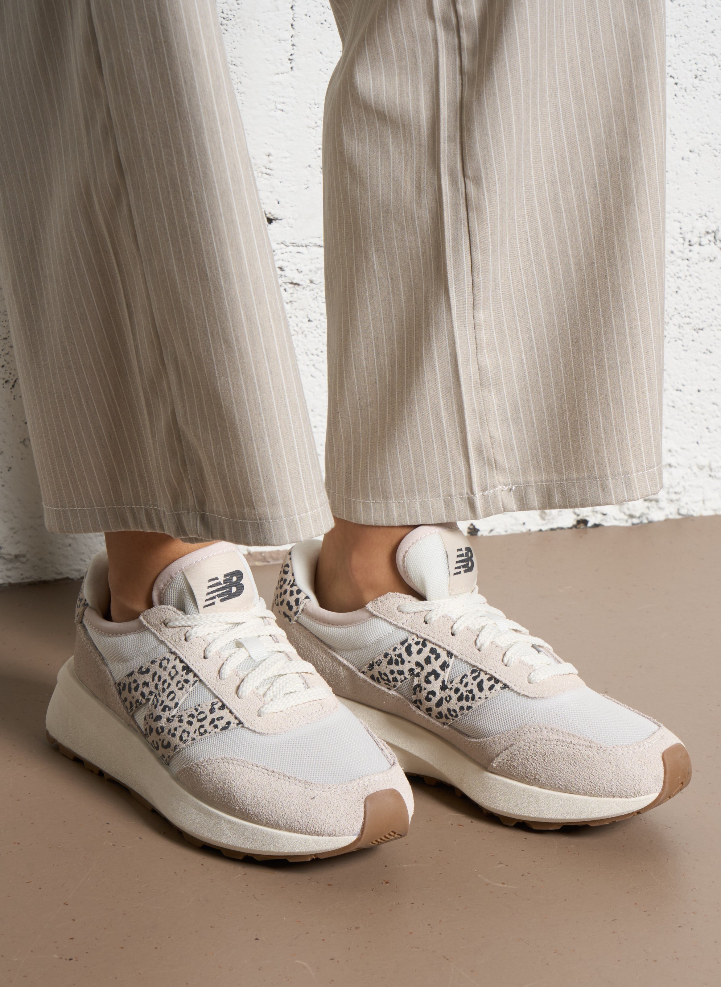 Low-top leather mix sneakers NEW BALANCE White