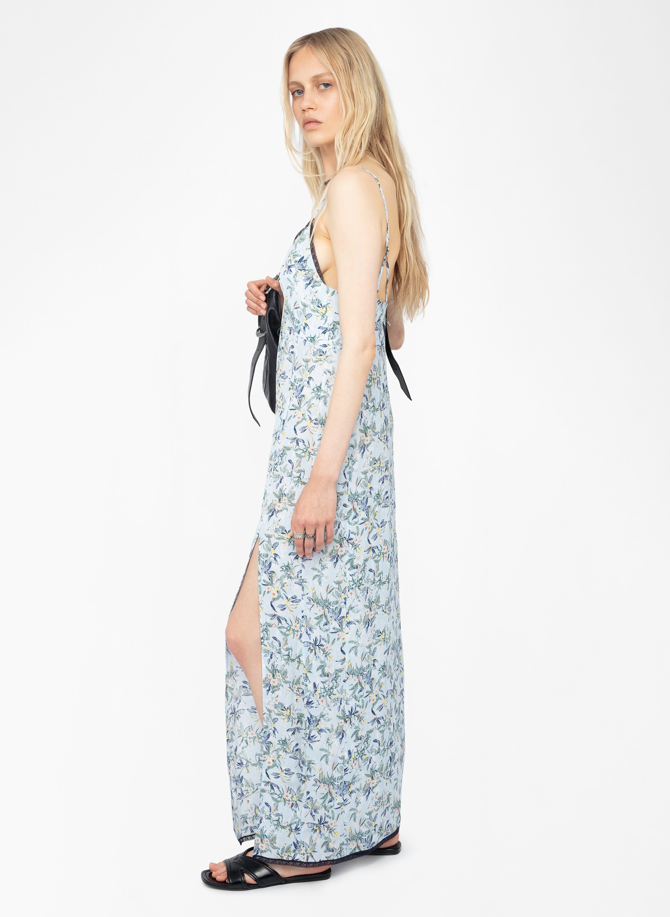 Robe longue col v à imprimé floral ZADIG&VOLTAIRE Bleu