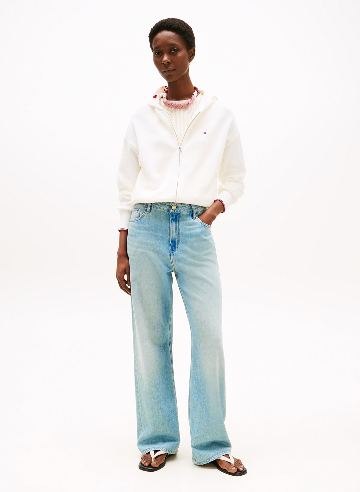 Sweat à capuche en coton bio mélangé TOMMY HILFIGER Blanc