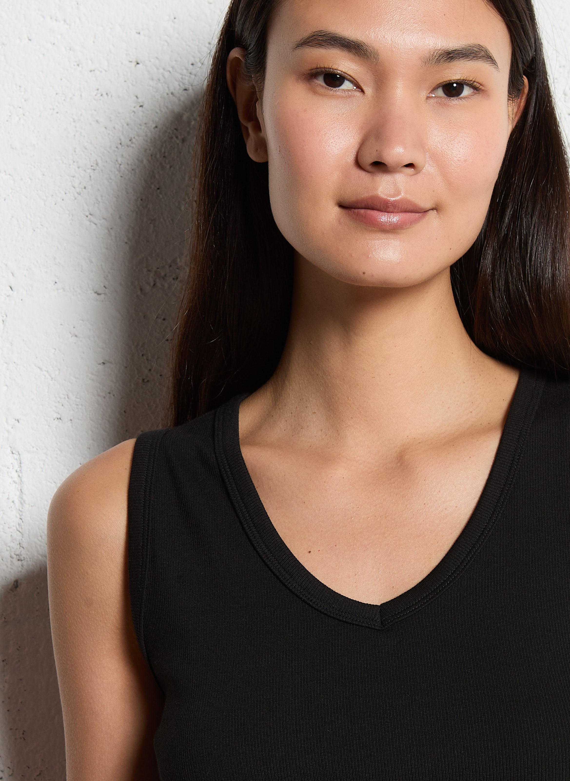 Débardeur col v en coton mélangé MAISON 123 Noir