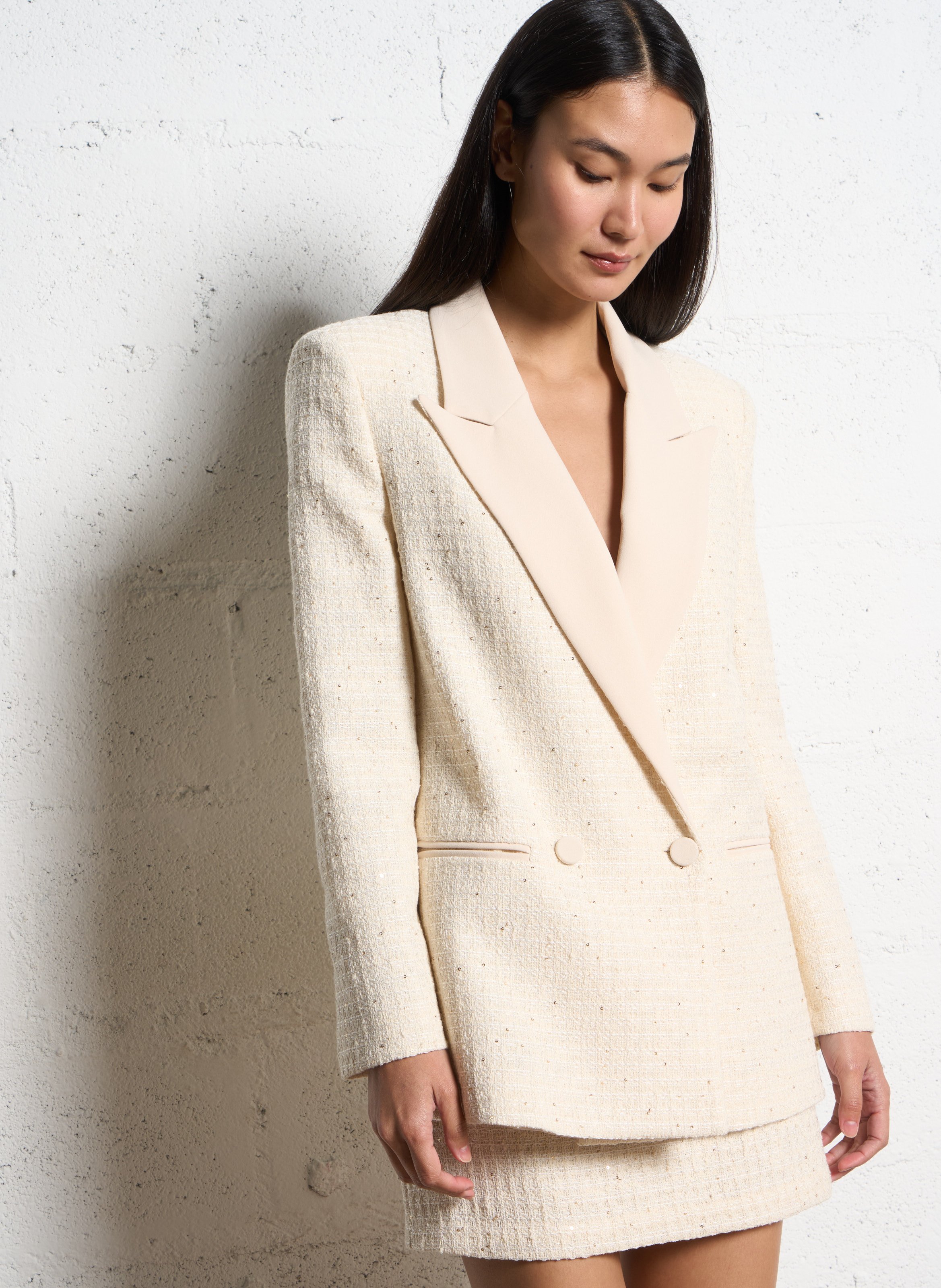 Veste tailleur droite en coton mélangé IMPERIAL Blanc