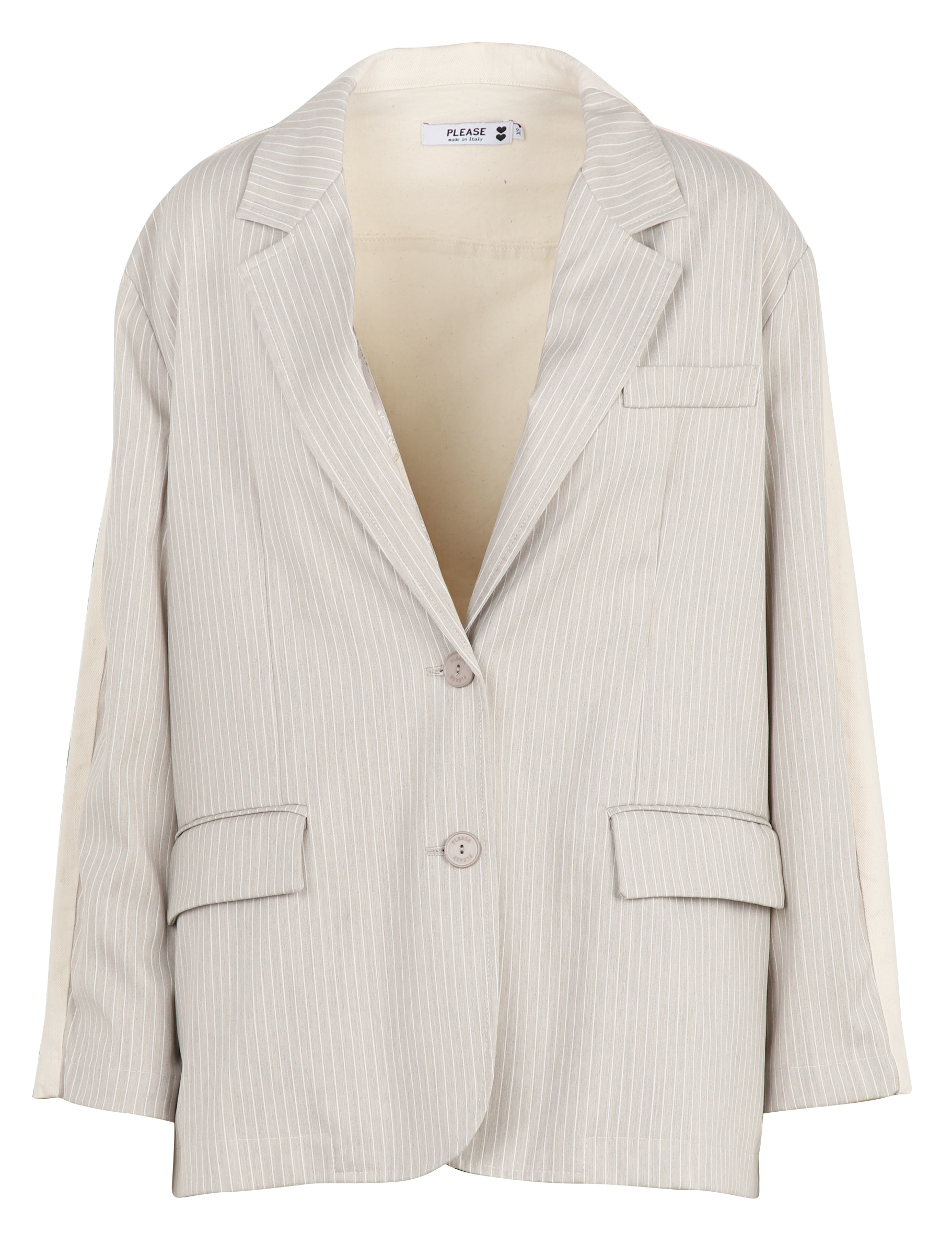 Veste de tailleur oversize bi-matière PLEASE Beige