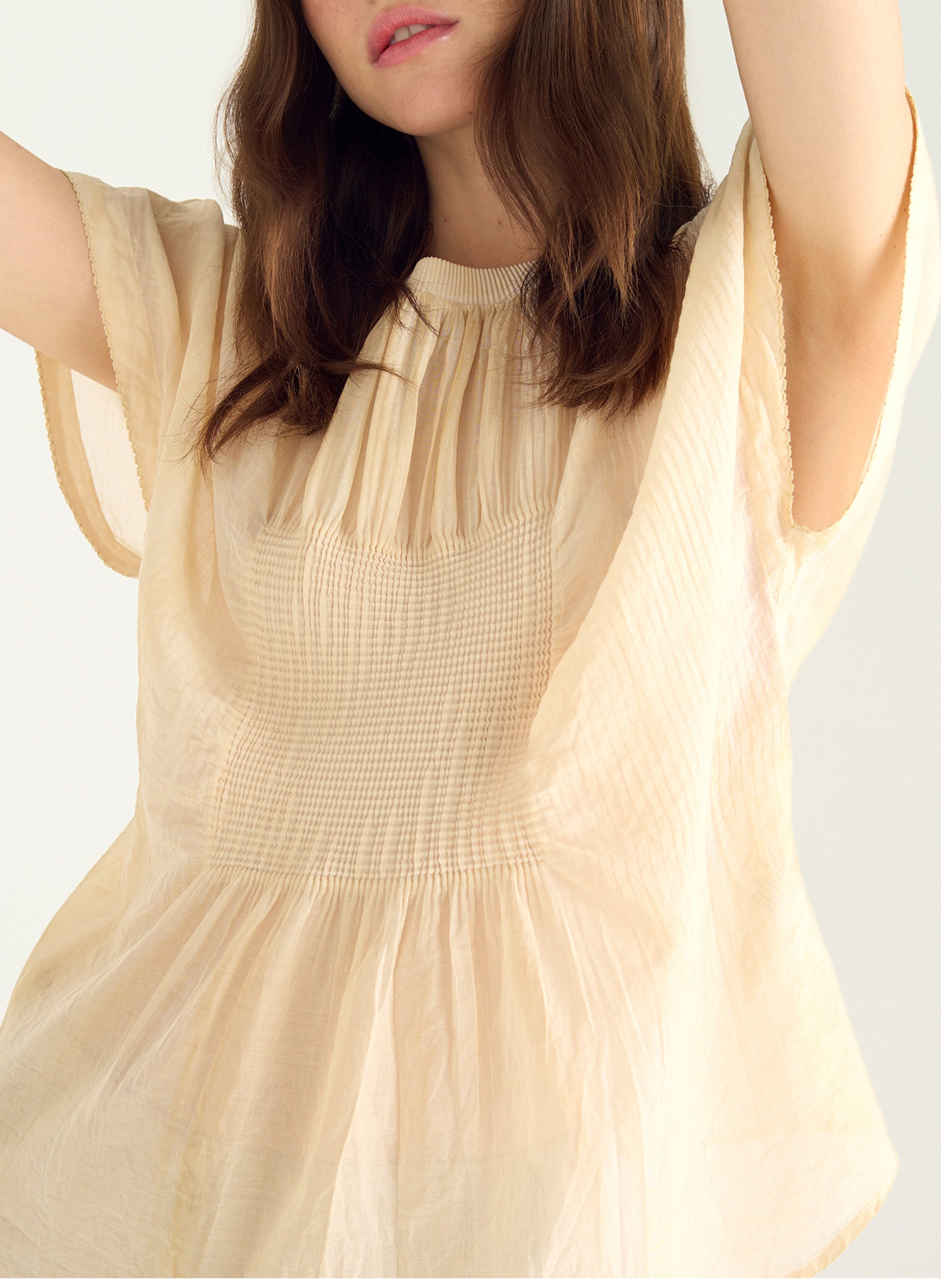 Katoenen blouse met ronde hals COTELAC Wit