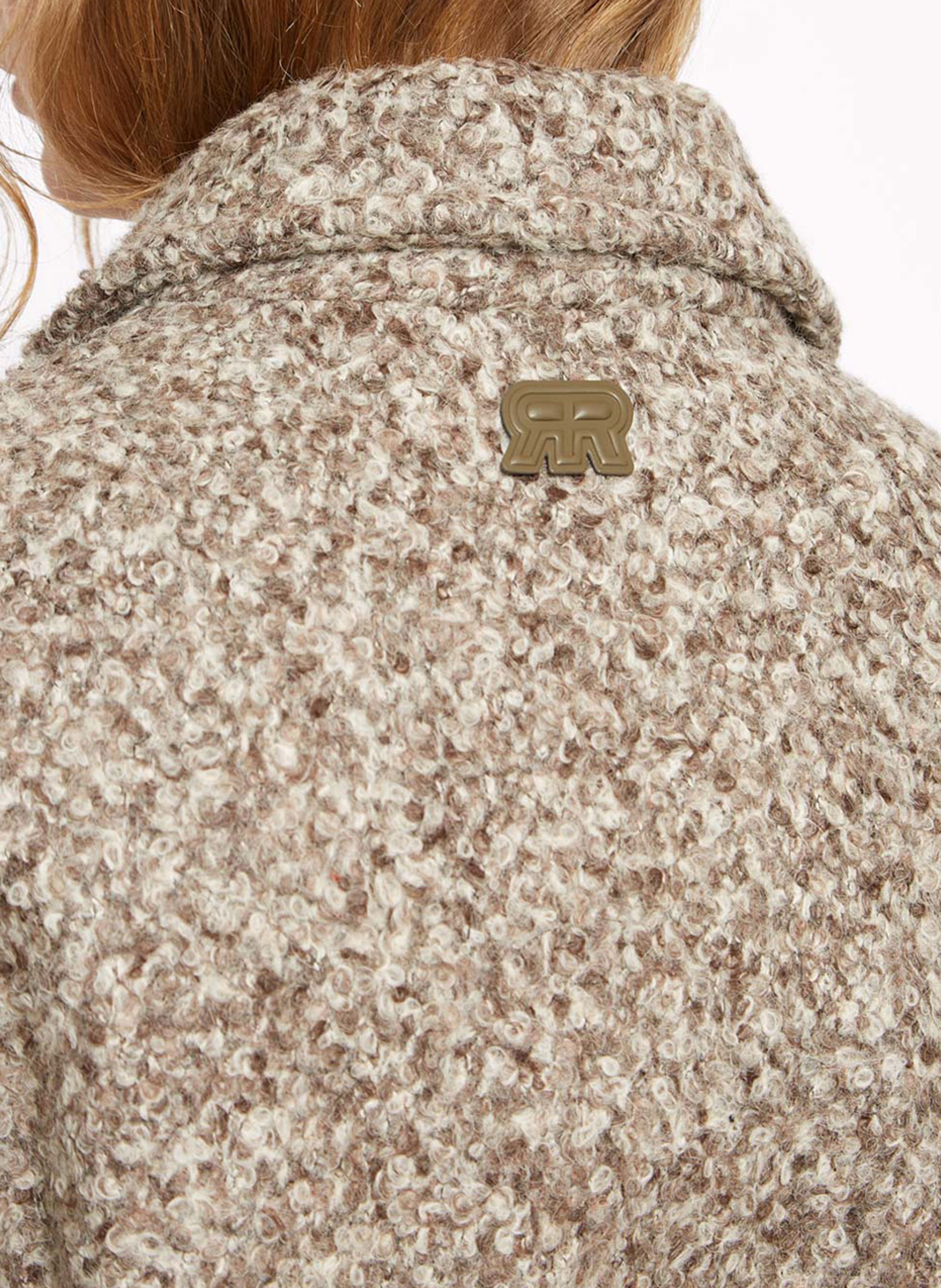 Veste ample col classique en maille mouchetée ROSEANNA Marron