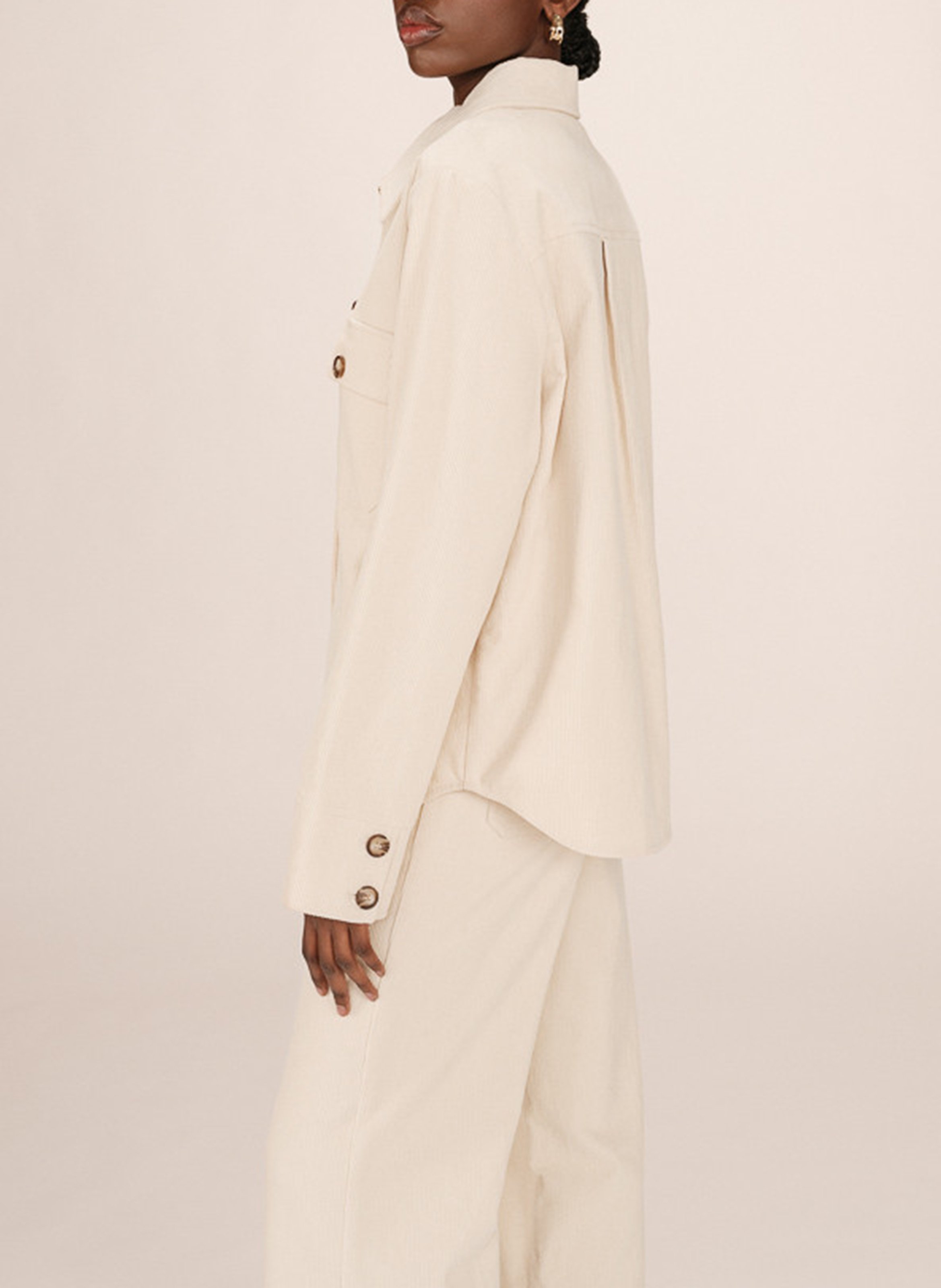 Chemise col classique manches contrastantes en coton GRACE ET MILA White