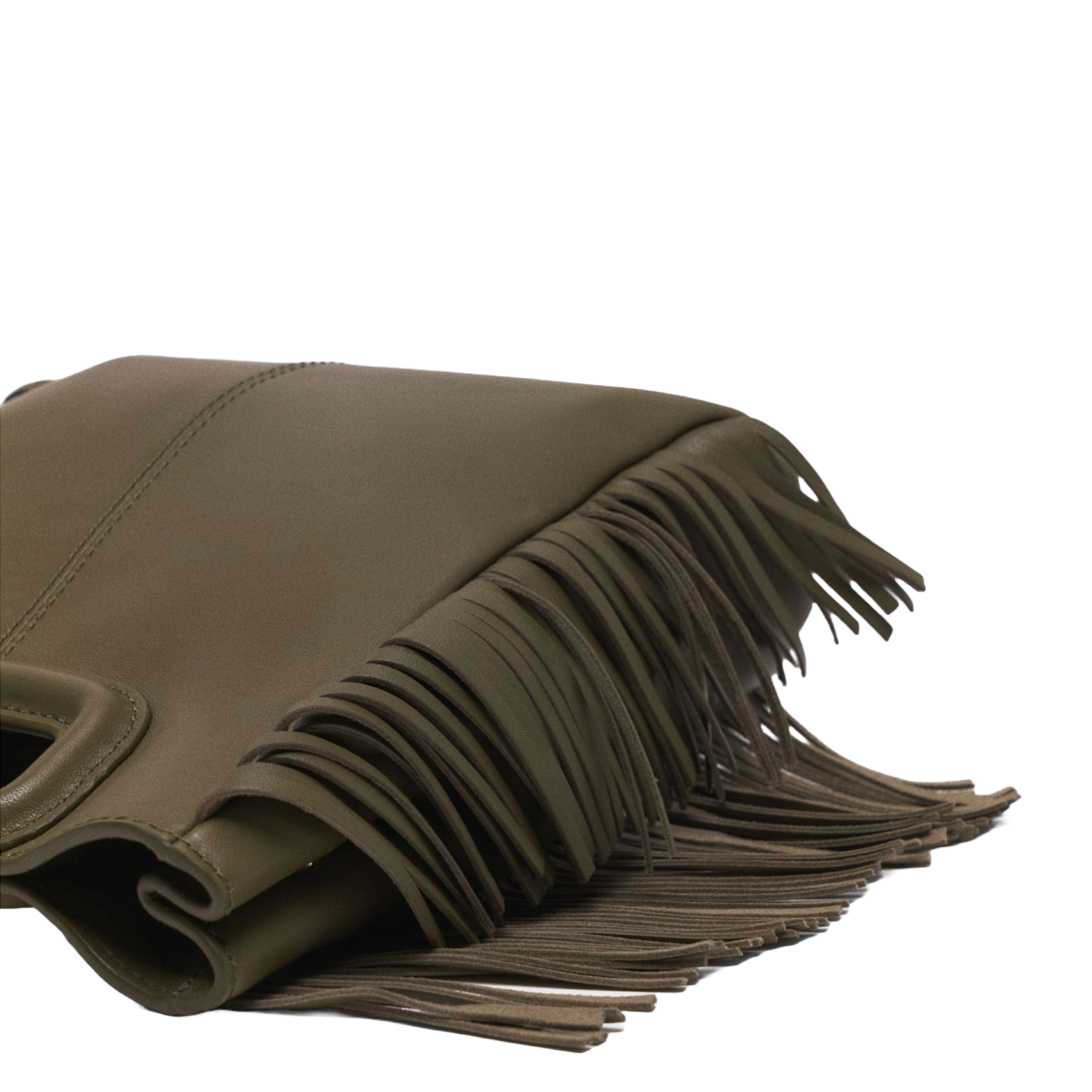 Sac bandoulière en cuir lisse MAJE Kaki