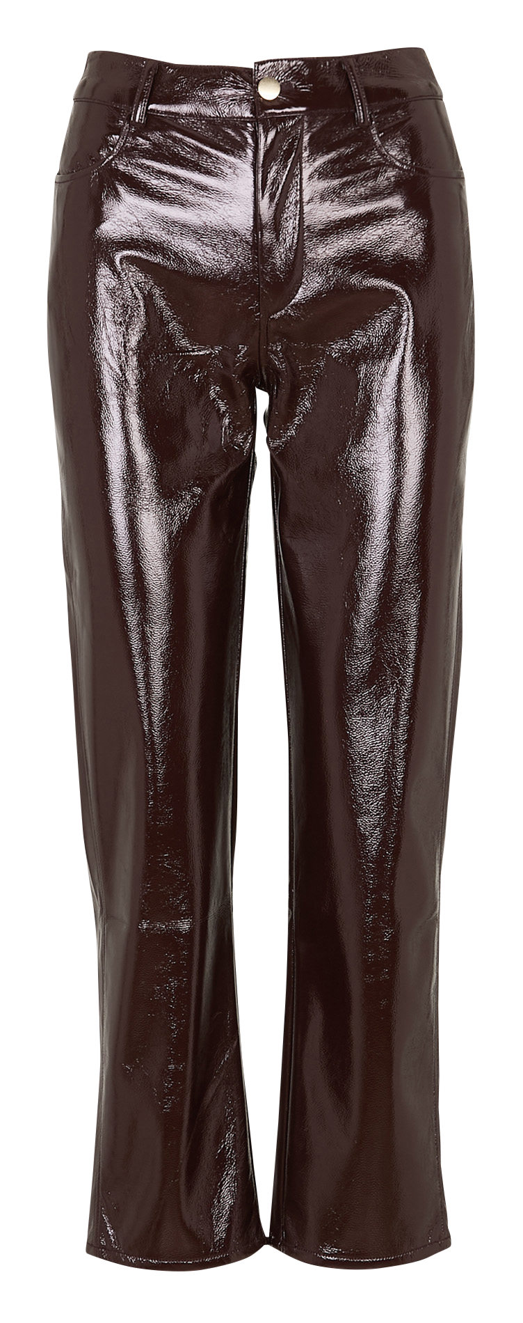 High-waisted straight leg shiny trousers PETITE MENDIGOTE Red