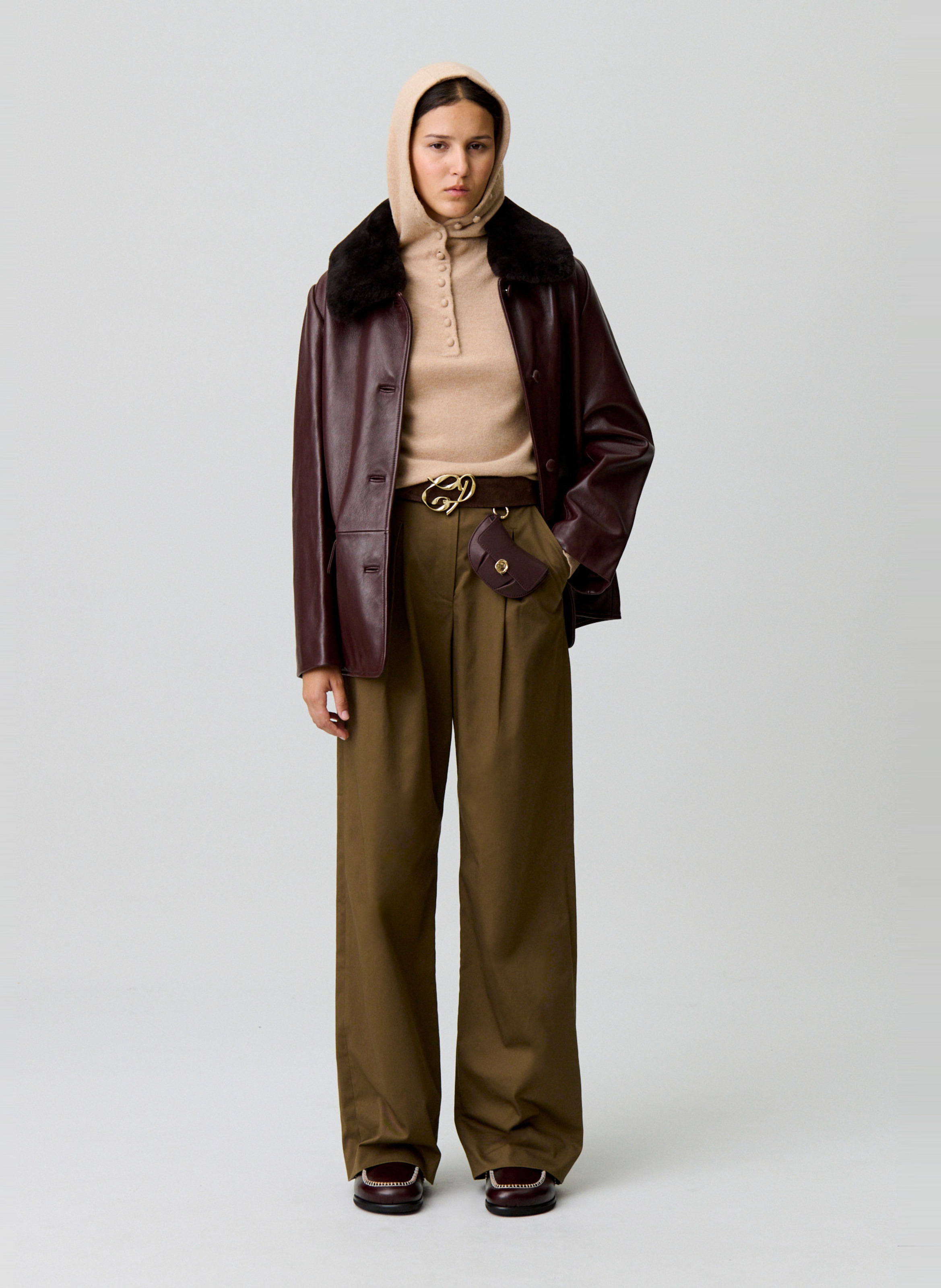 Pull à capuche en laine mélangée CLAUDIE PIERLOT Beige