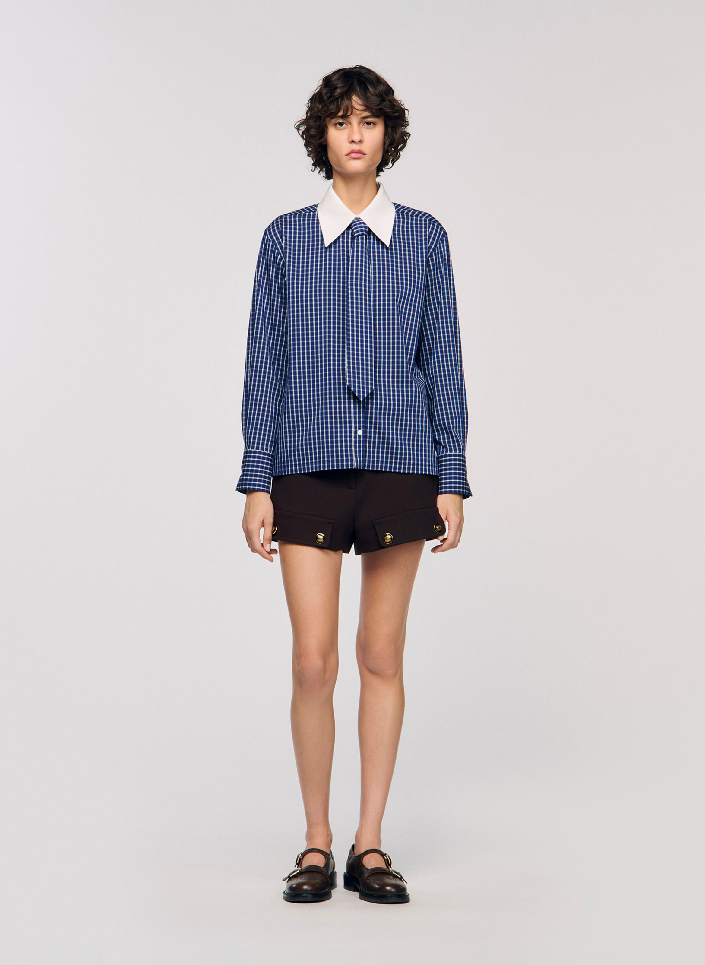 Straight checked shirt SANDRO Blue