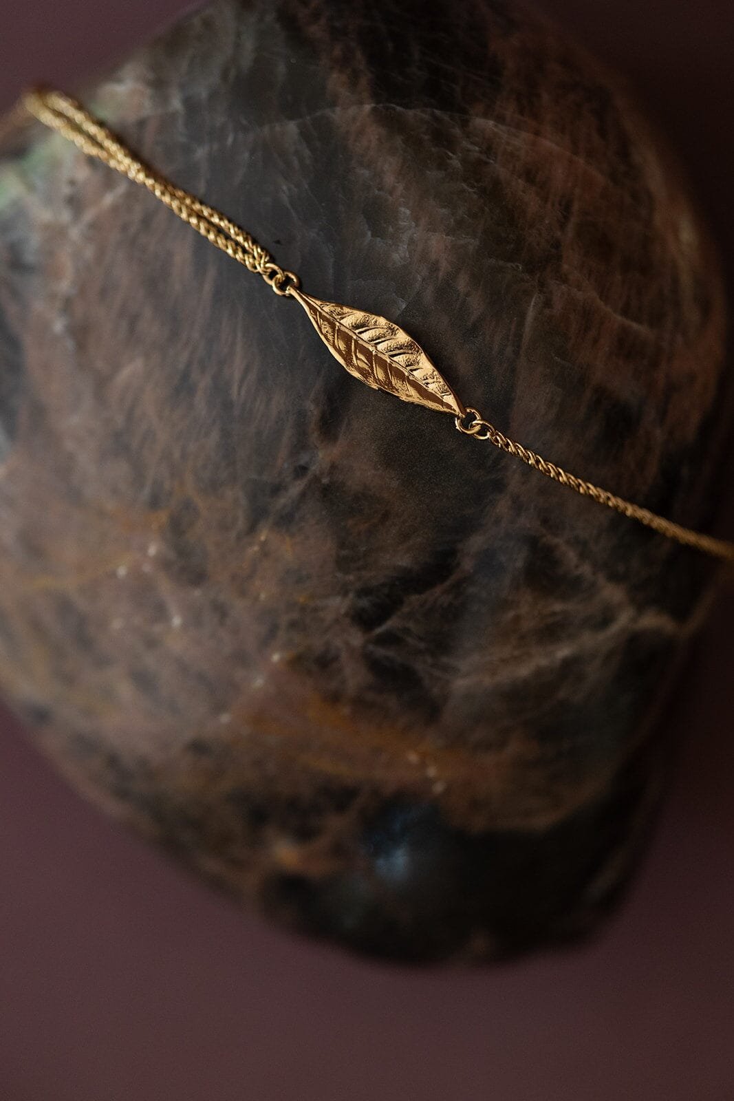 Silver plated leaf bracelet MONSIEUR SIMONE Golden