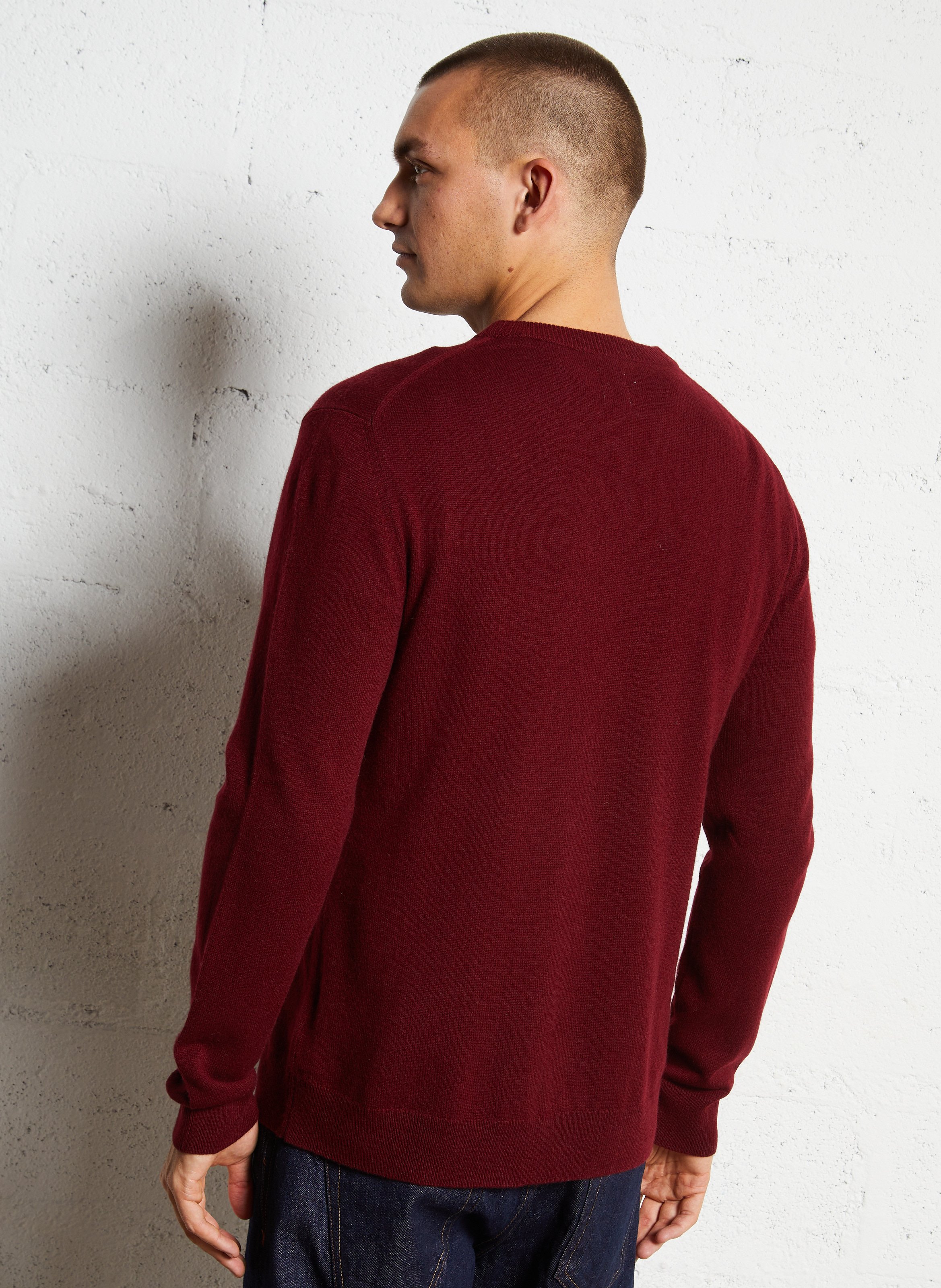 Straight cotton sweater with round neck AU PRINTEMPS PARIS Purple