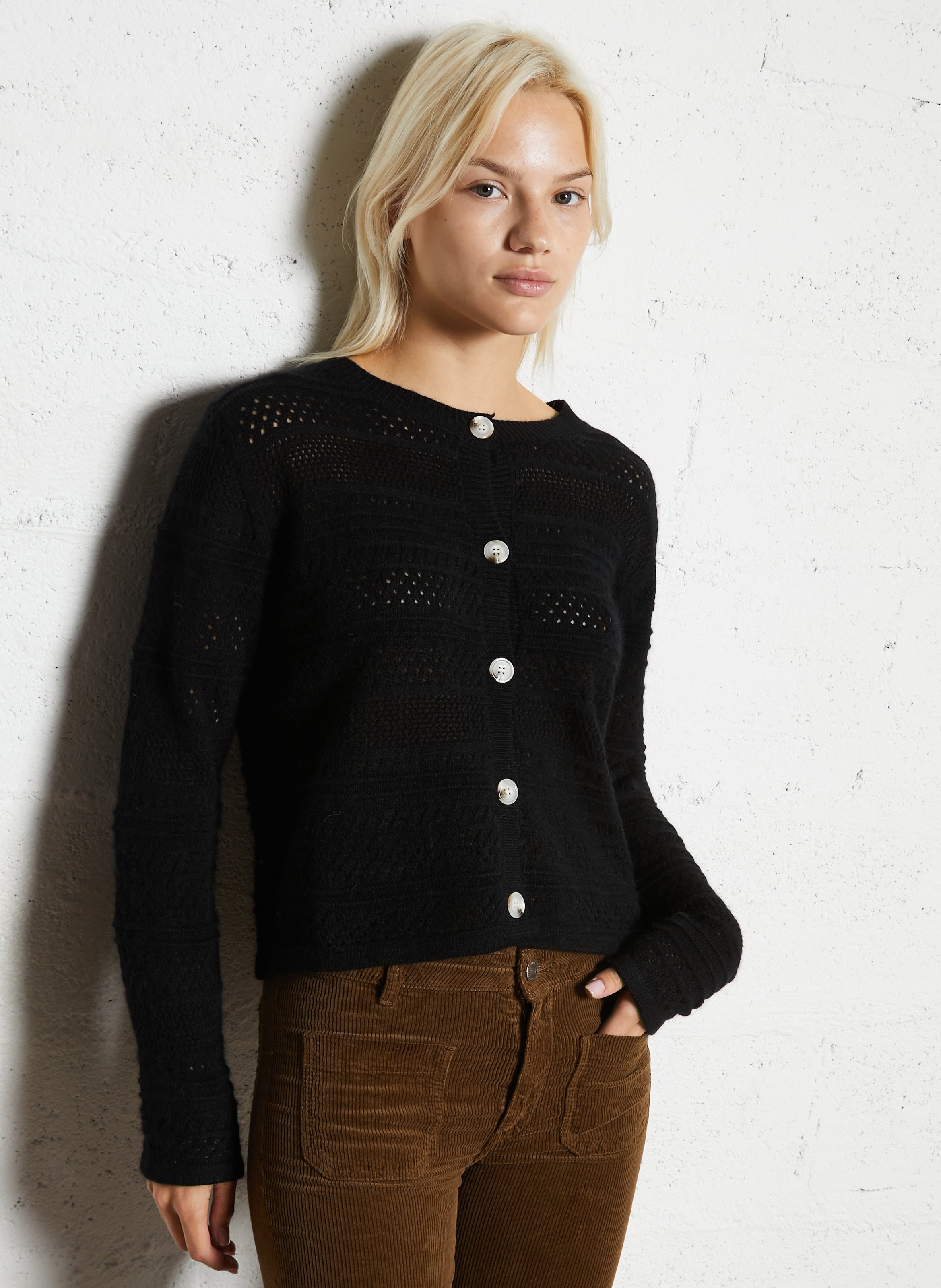 Gilet col rond  SEE U SOON Noir