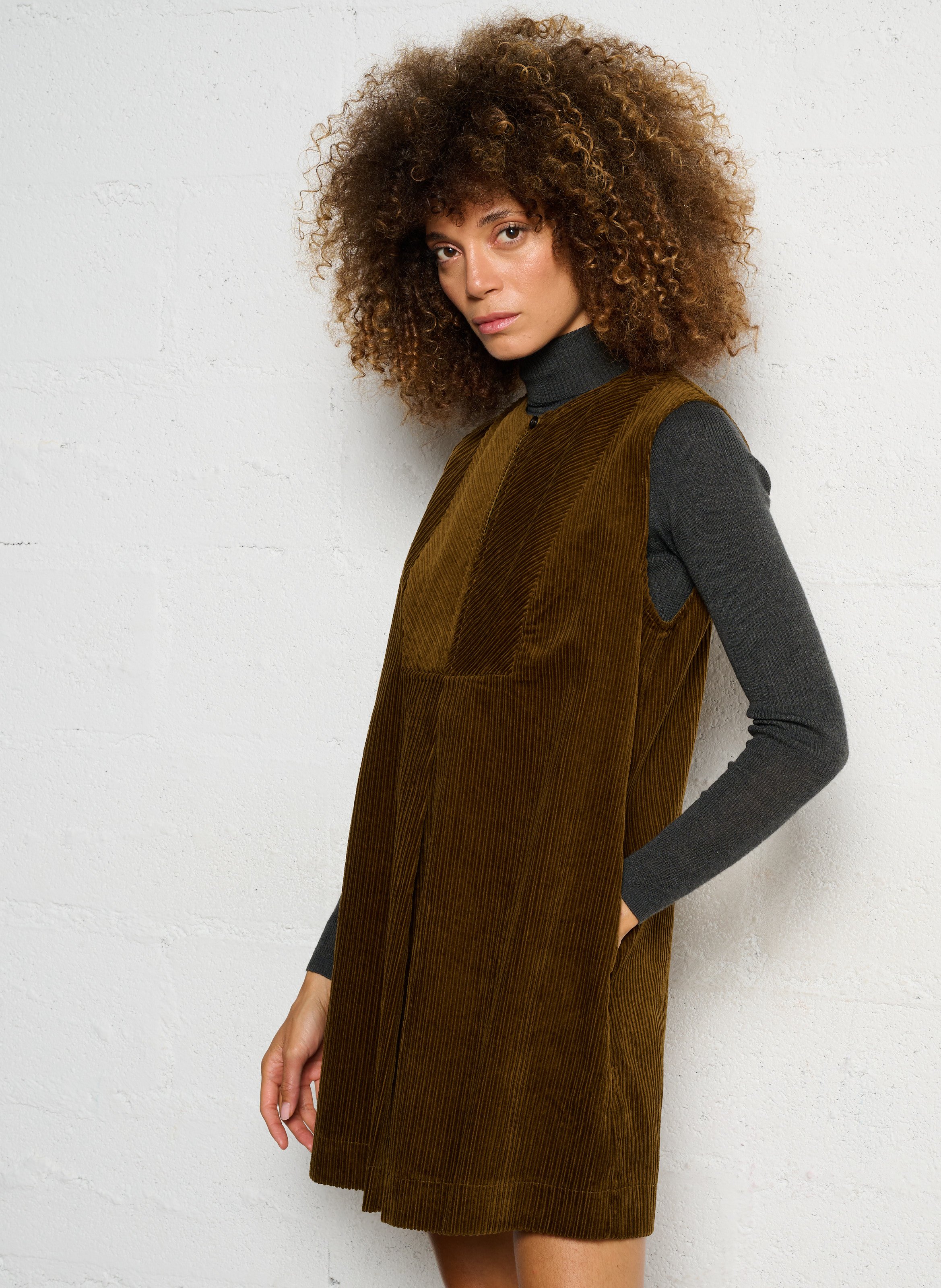 Short round-neck cotton dress SEE U SOON