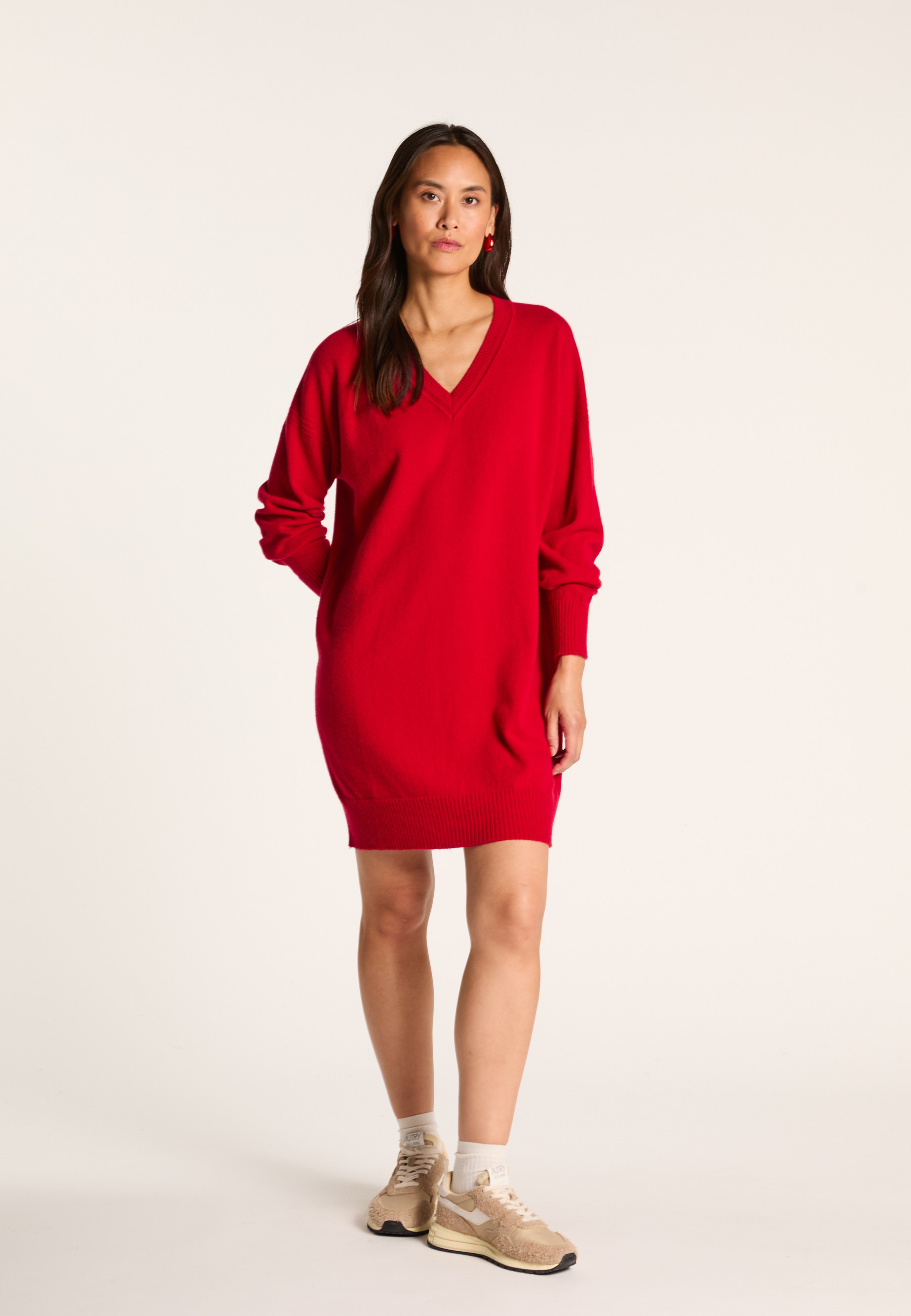 Cashmere V-neck dress MAISON MONTAGUT