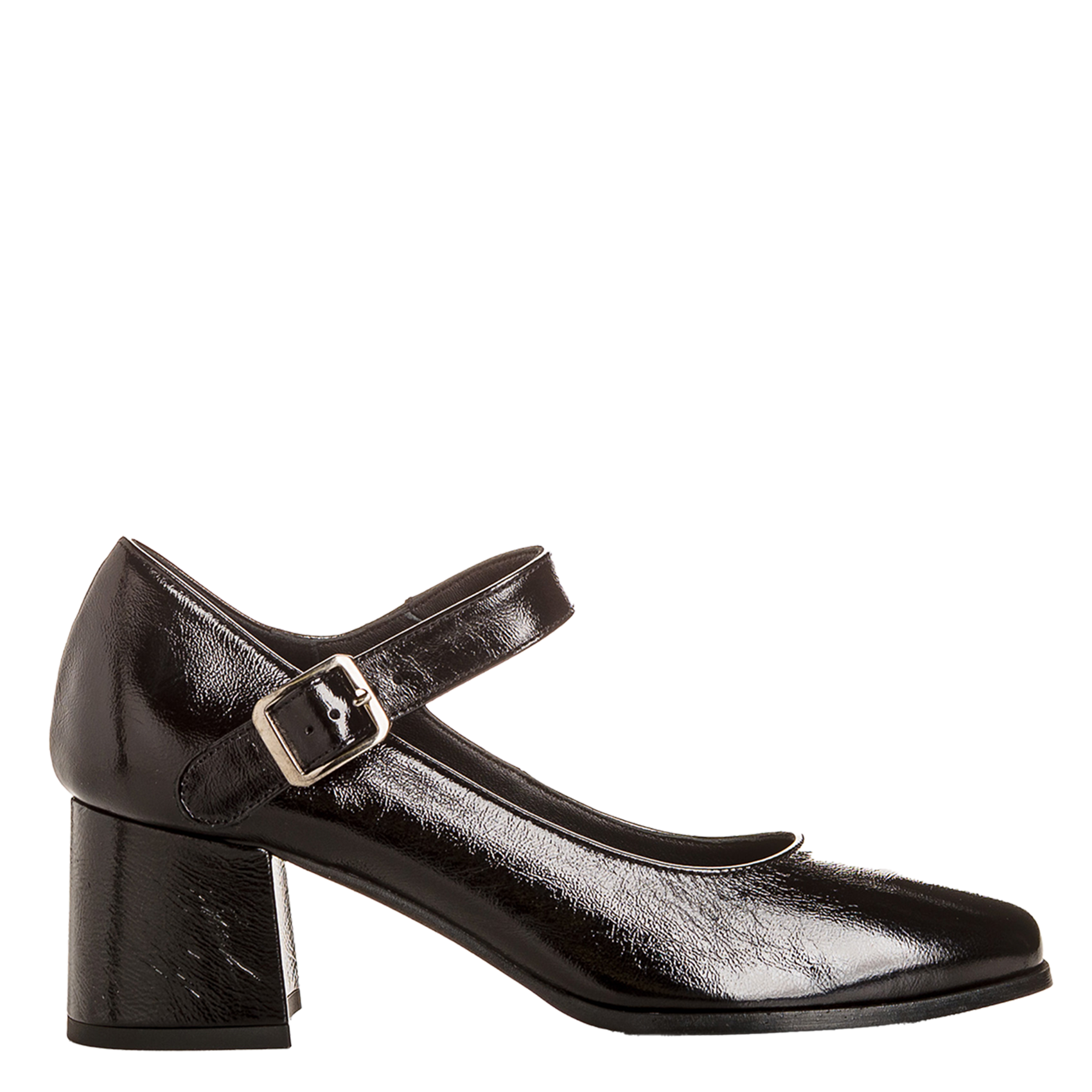 Babies en cuir verni froissé REQINS Noir