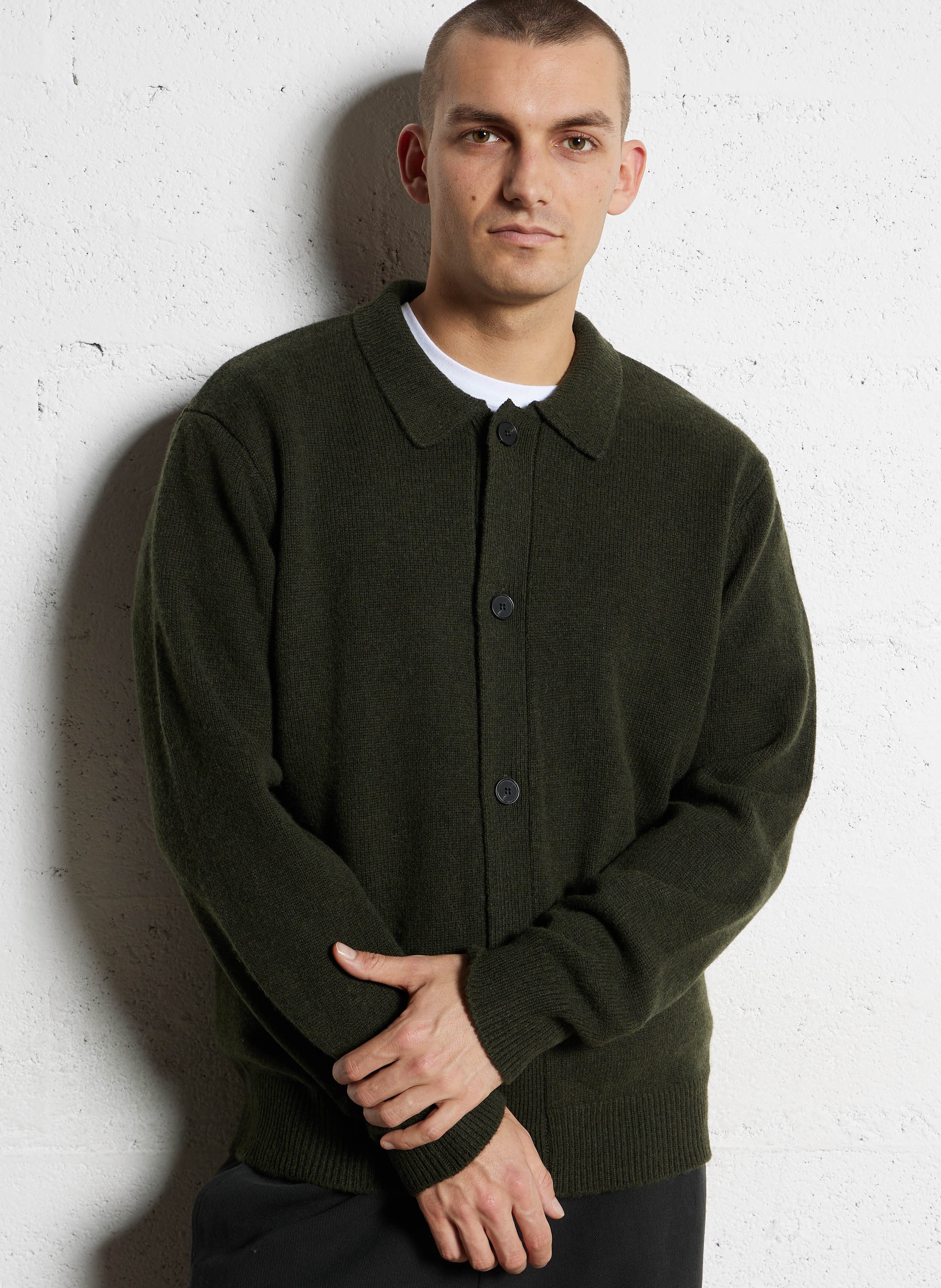 Buttoned wool blend plain vest MINIMUM Green