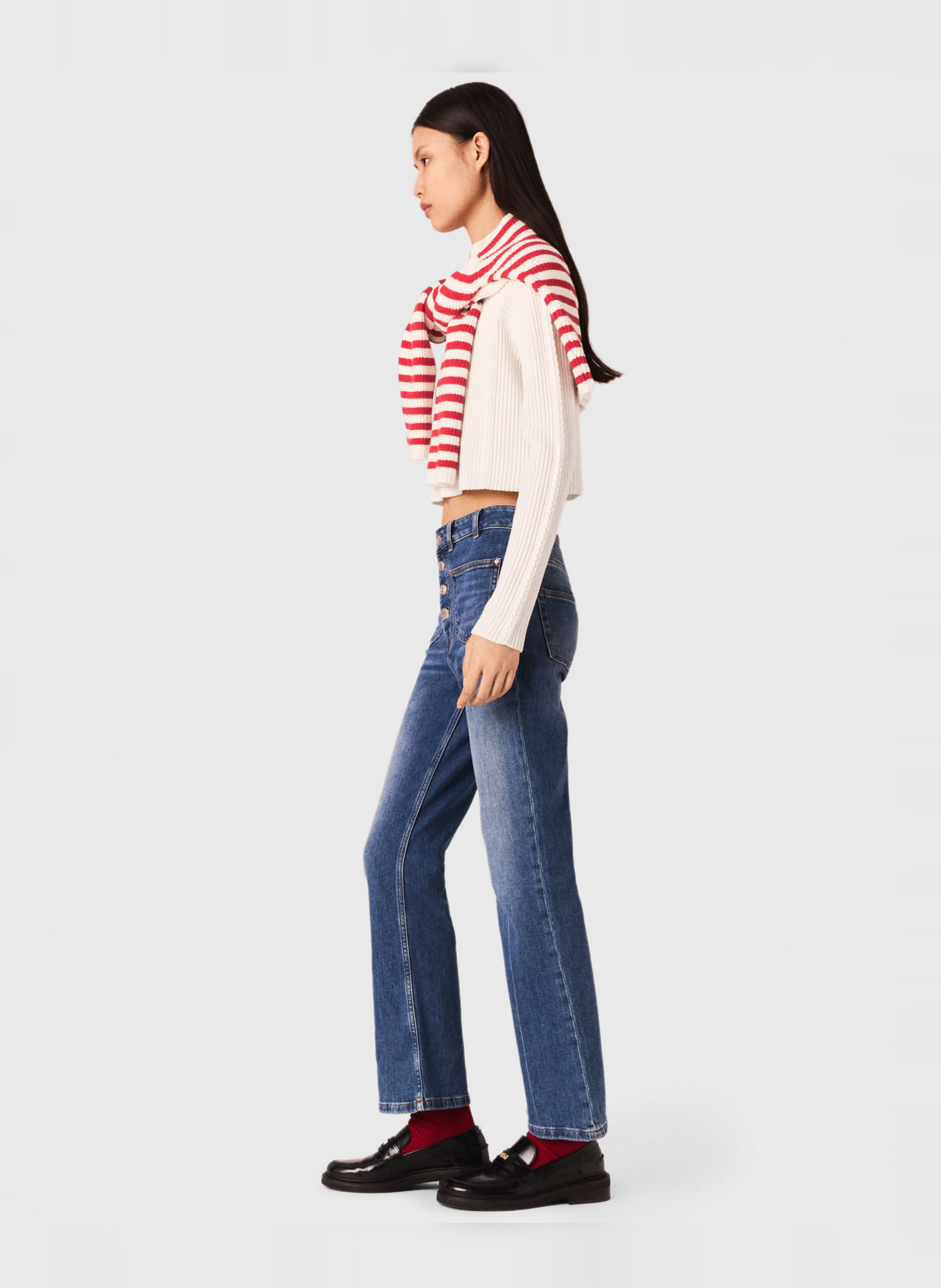 Straight-fit jeans van katoenmix MAJE Blauw