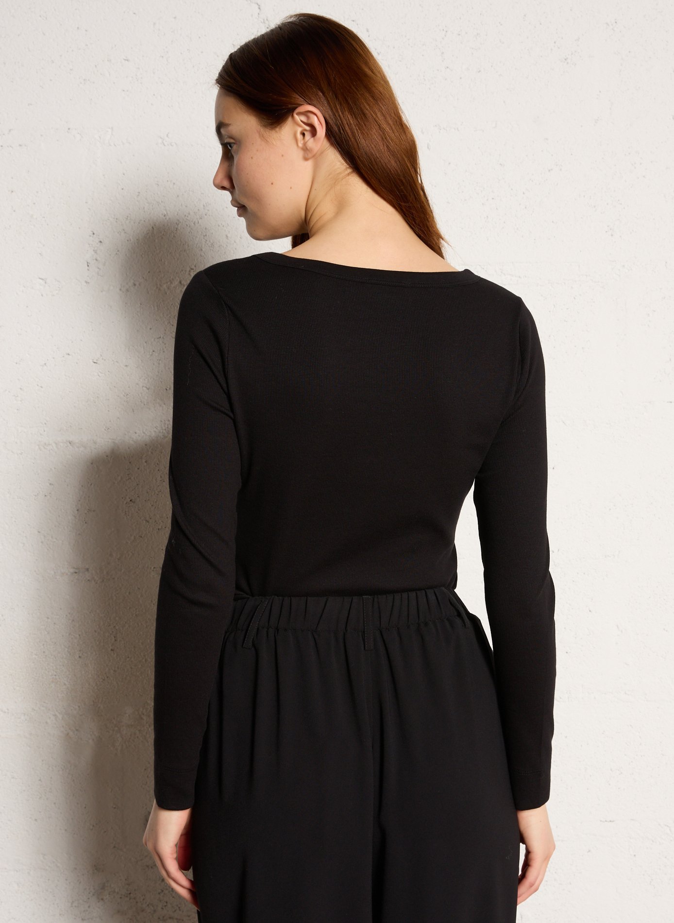 Long-sleeve ribbed solid top MAISON 123 Black