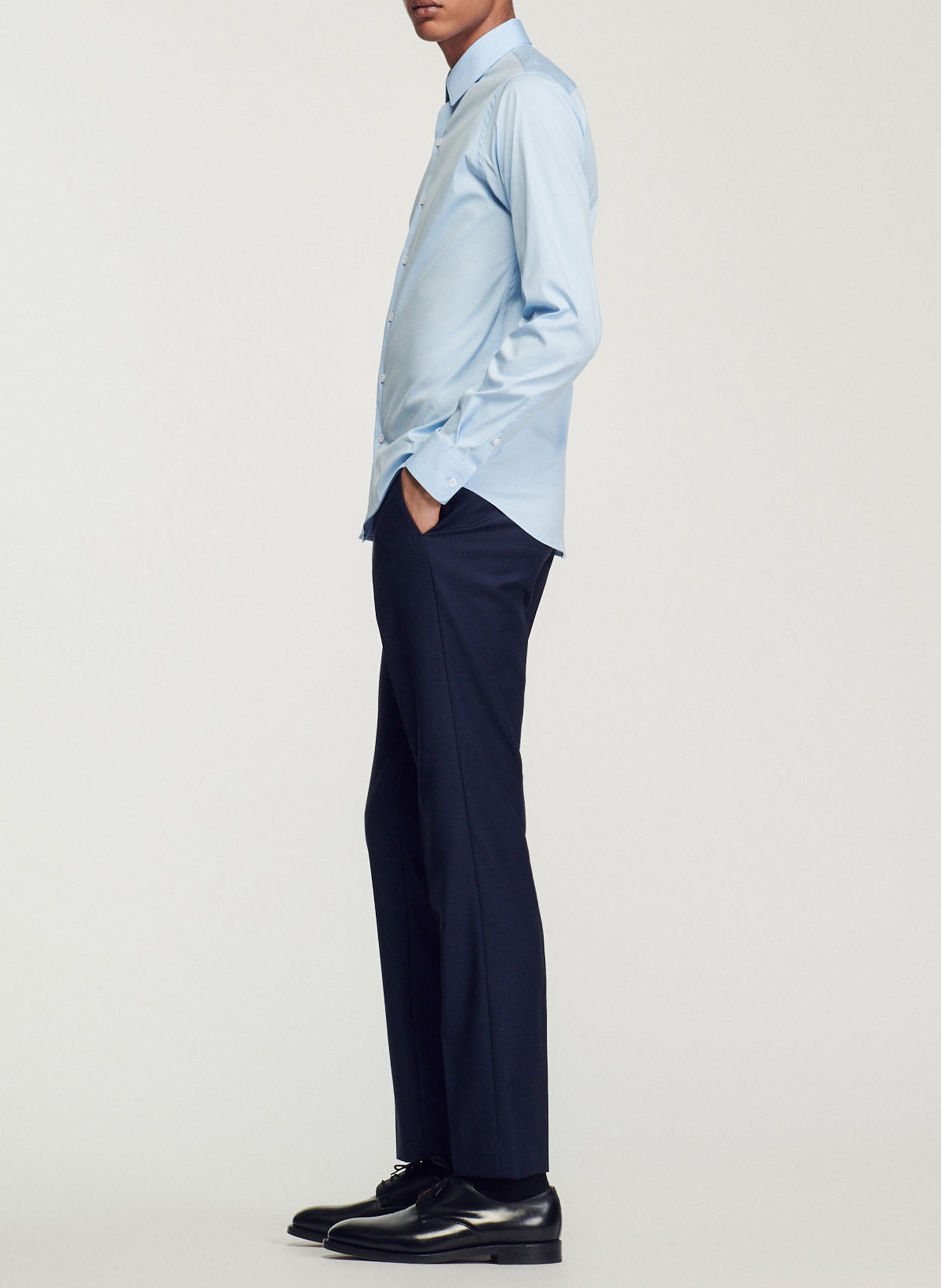 Chemise slim-fit en coton stretch SANDRO Bleu