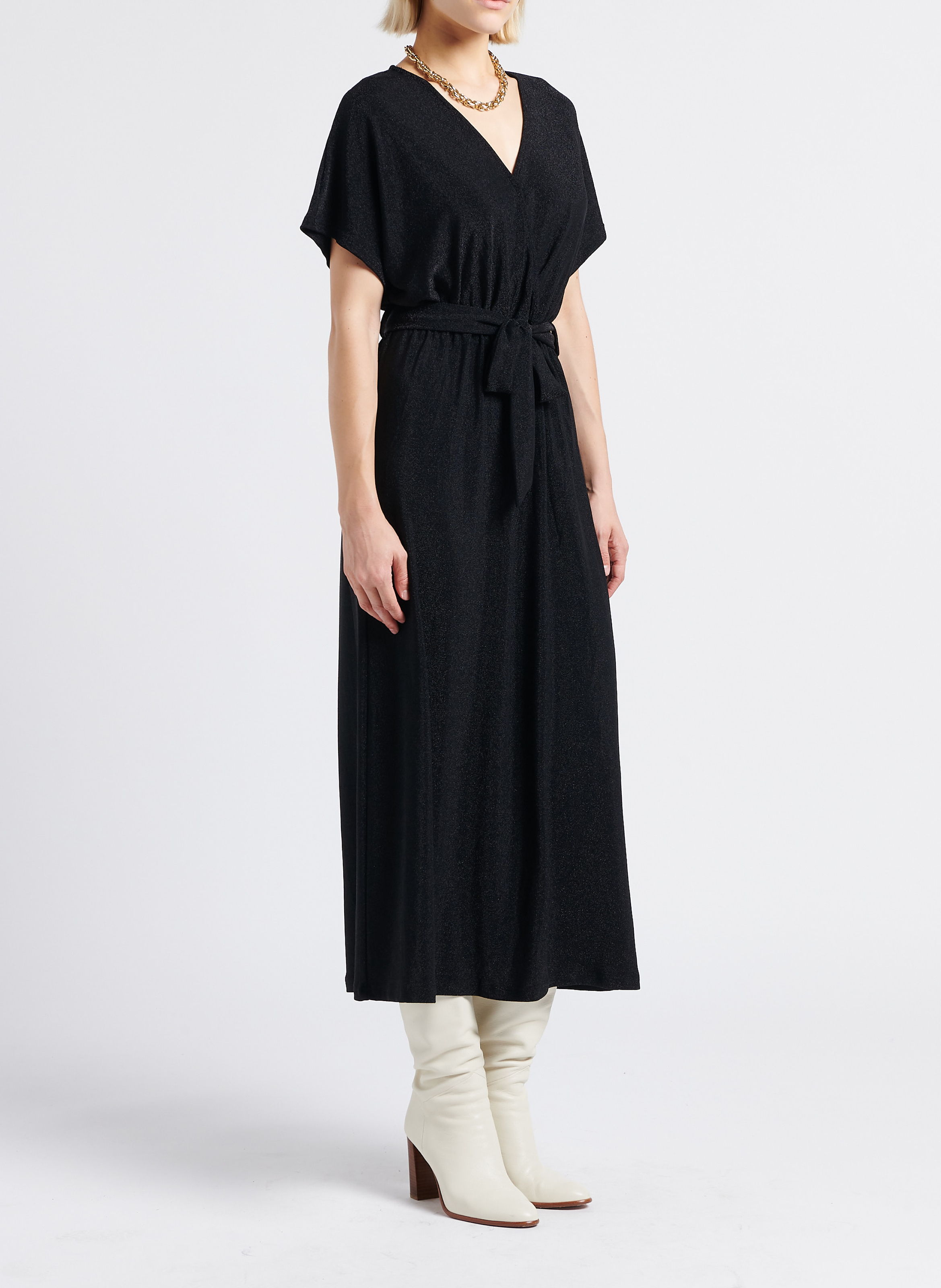 Robe longue col V  GRACE ET MILA Noir
