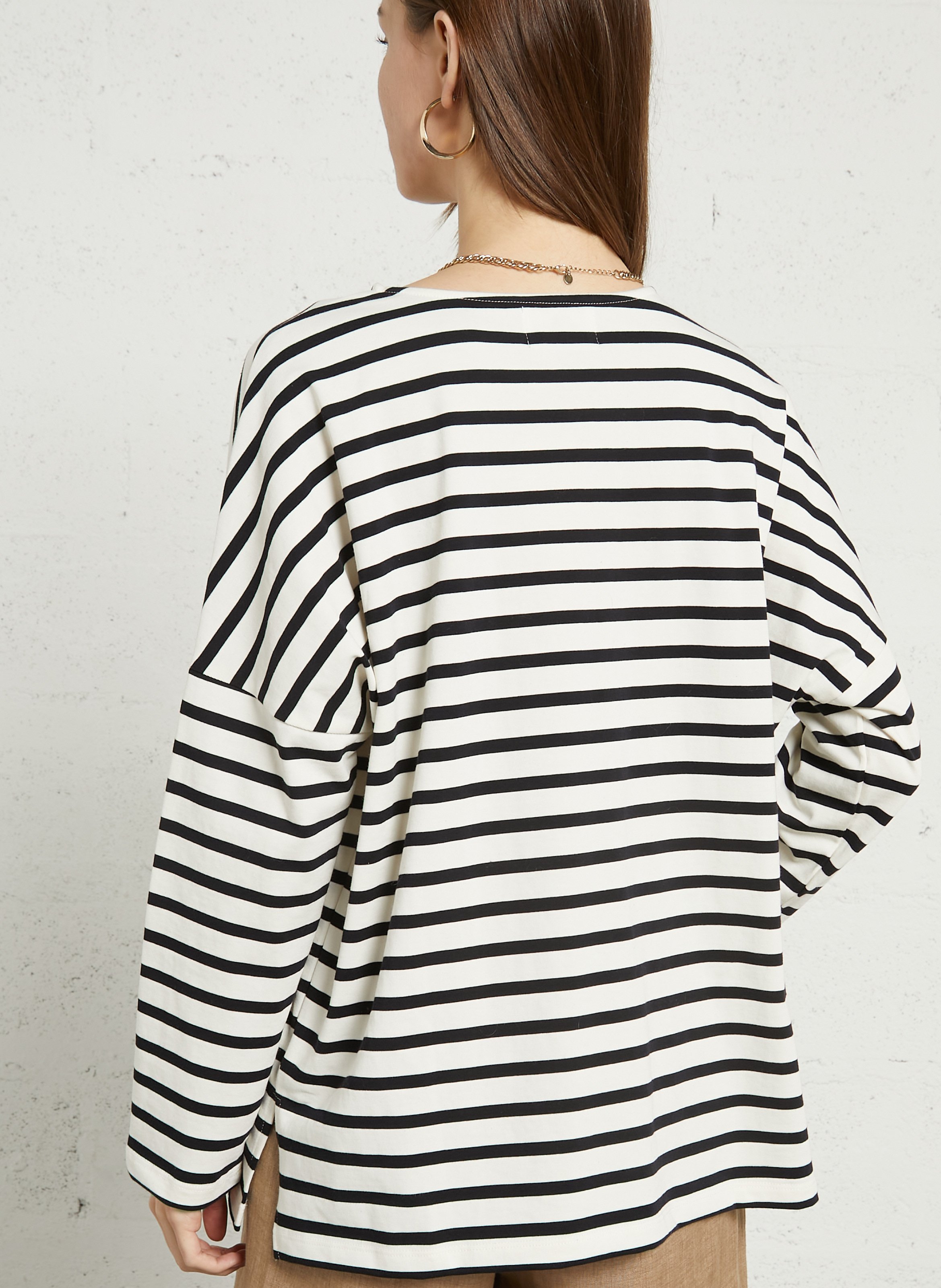 Tee-shirt ample à rayures DES PETITS HAUTS Noir