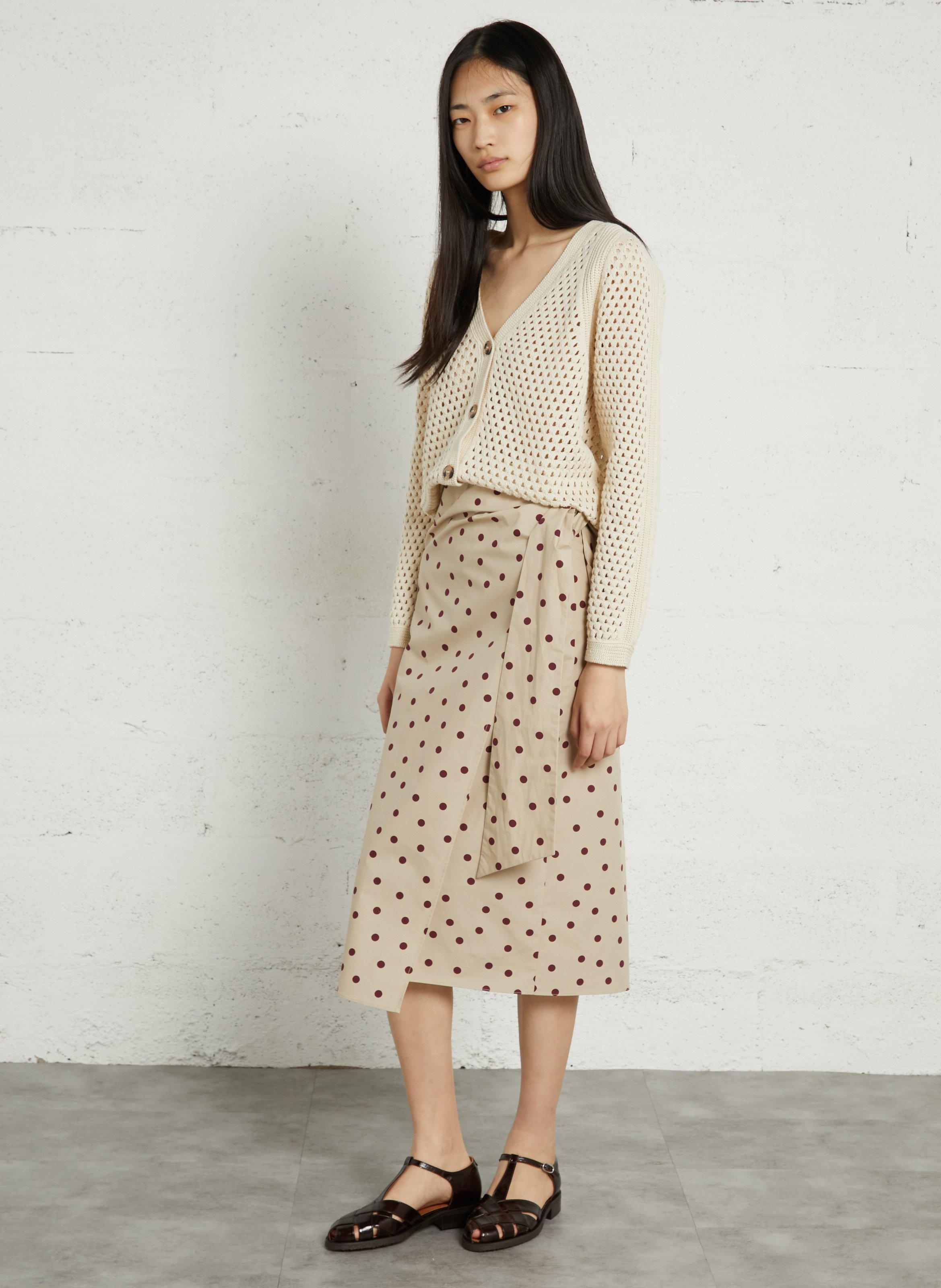 Oversized V-neck cotton vest LEON & HARPER Beige