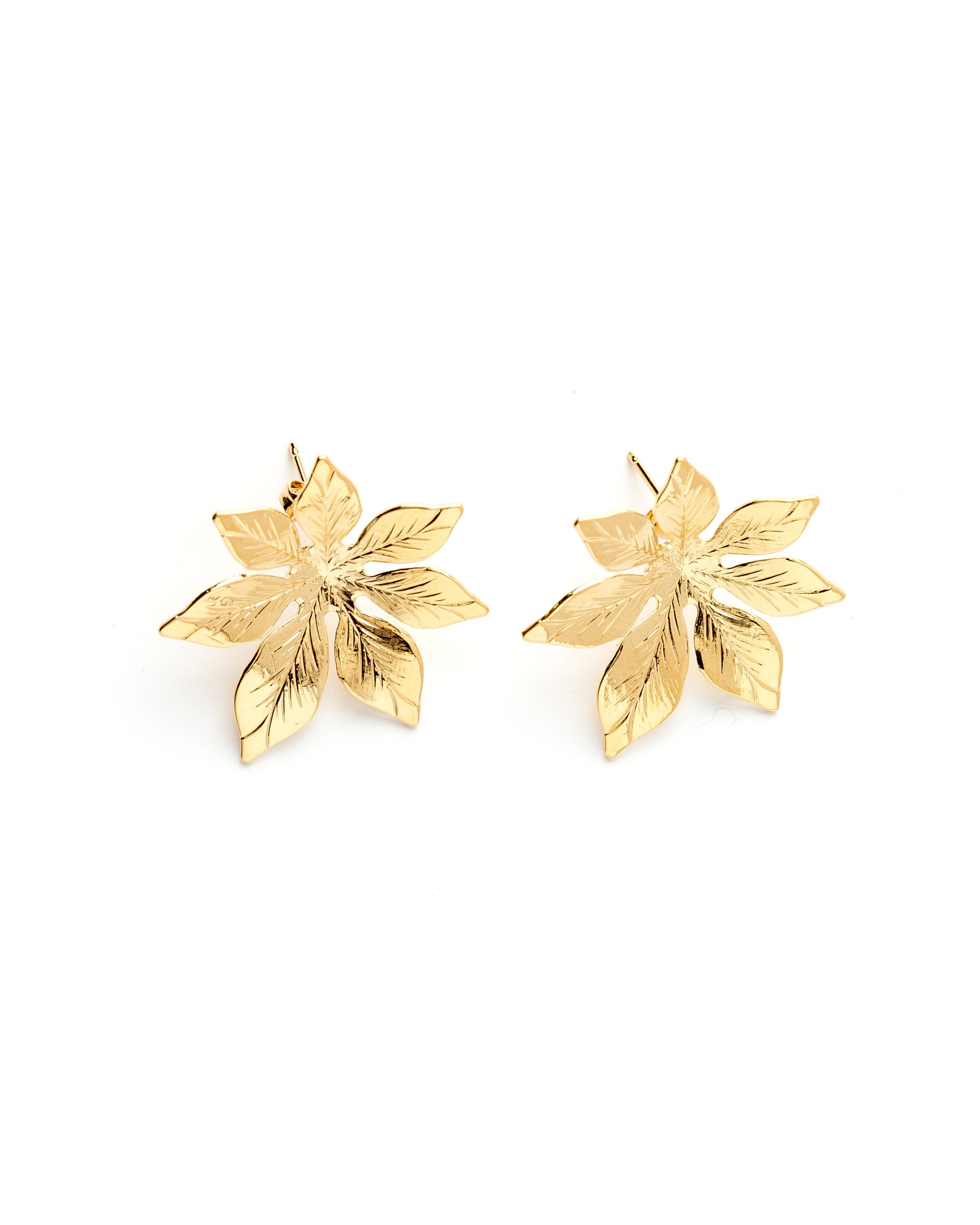 THÉIA - silver-plated flower stud earrings GoldenMONSIEUR SIMONE