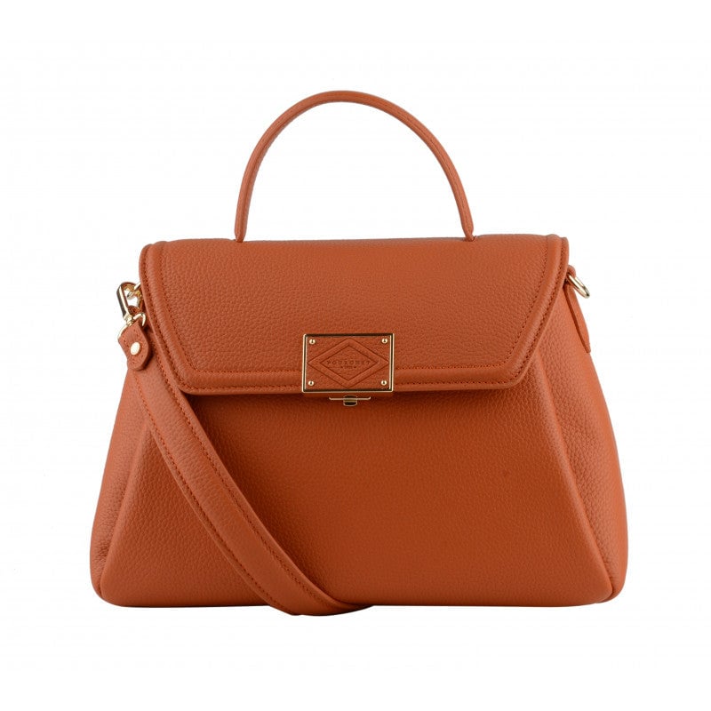 Calfskin leather handbag POURCHET Orange