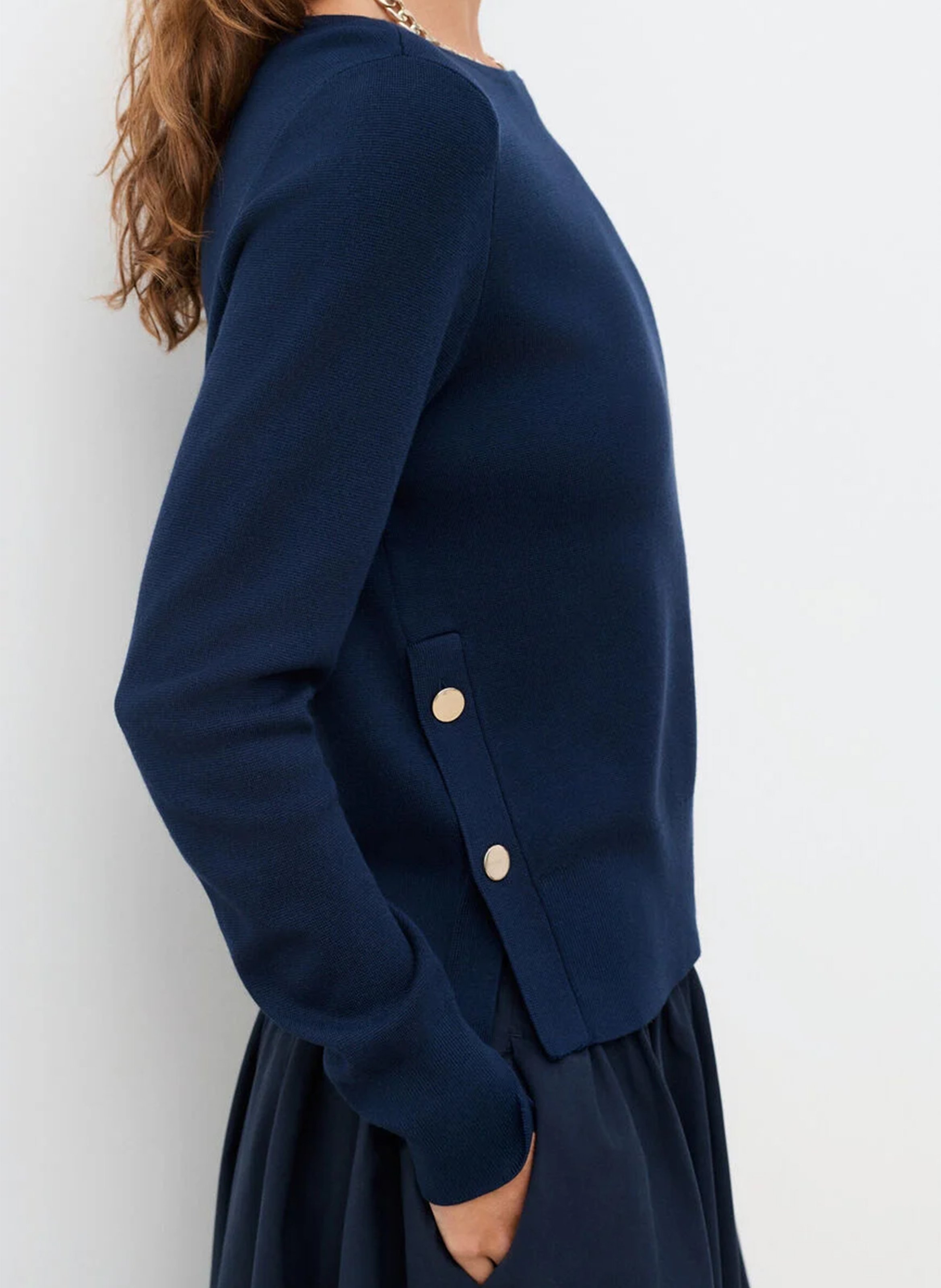 Oversize round-neck knit sweater CAROLL Blue