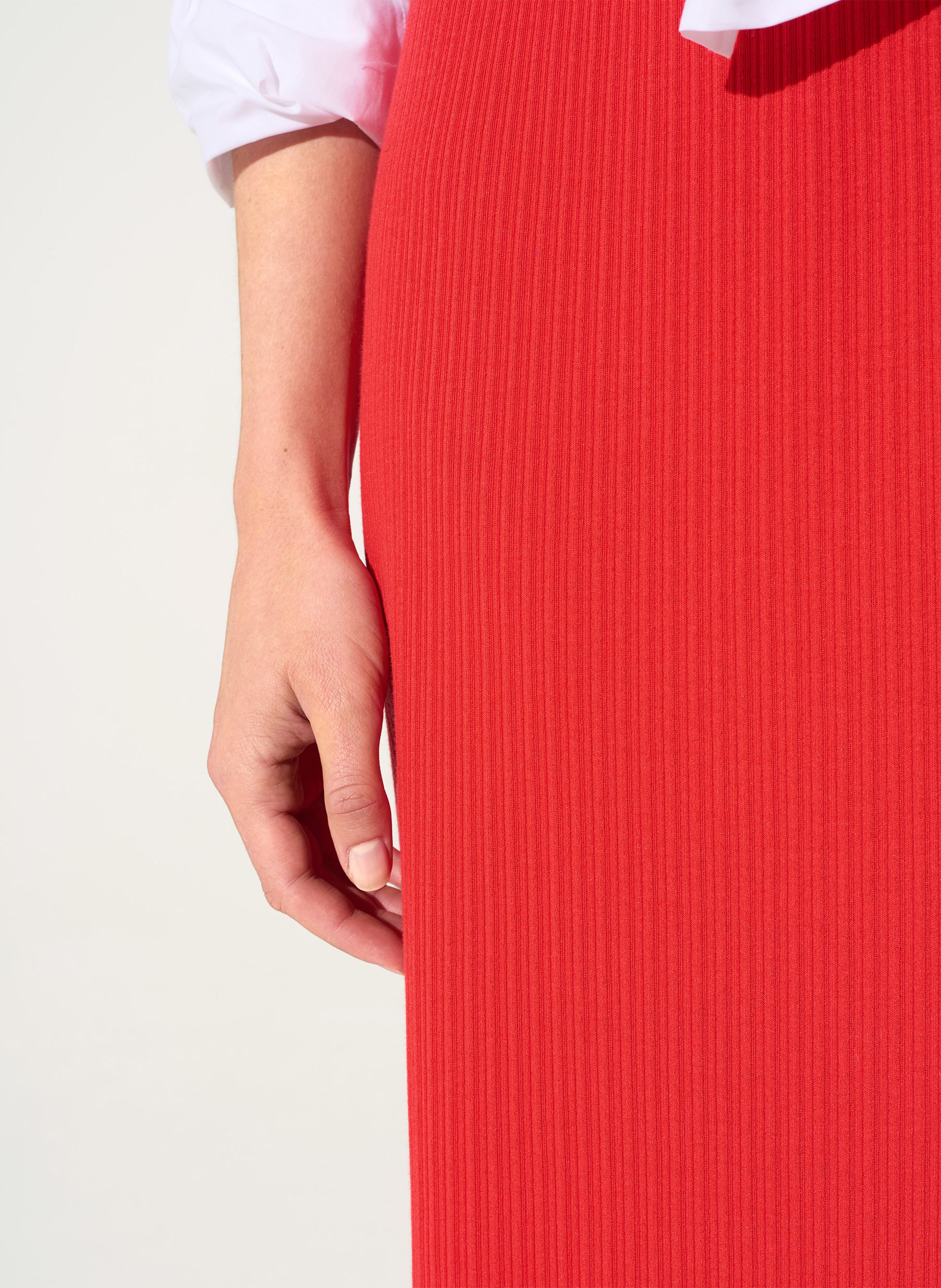 Jupe longue droite côtelée unie COTELAC ACOTE Rouge
