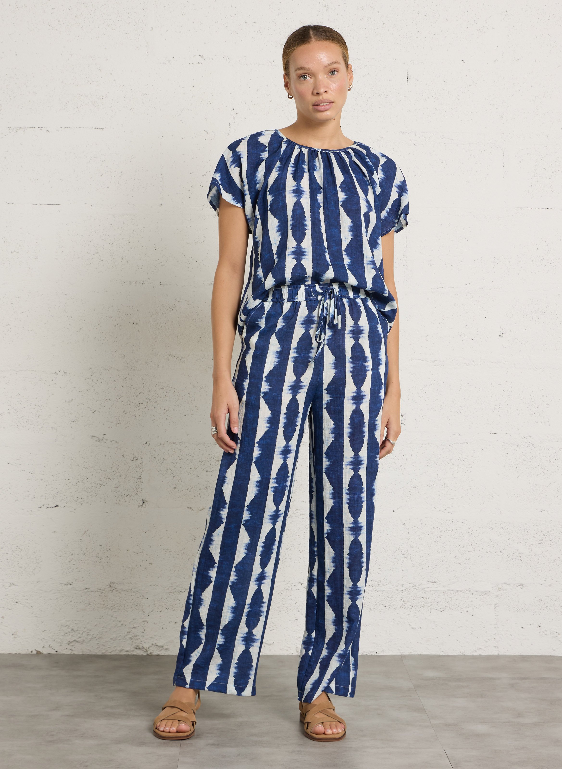 Bazimodo fluid printed wide-leg trousers THE KORNER Blue