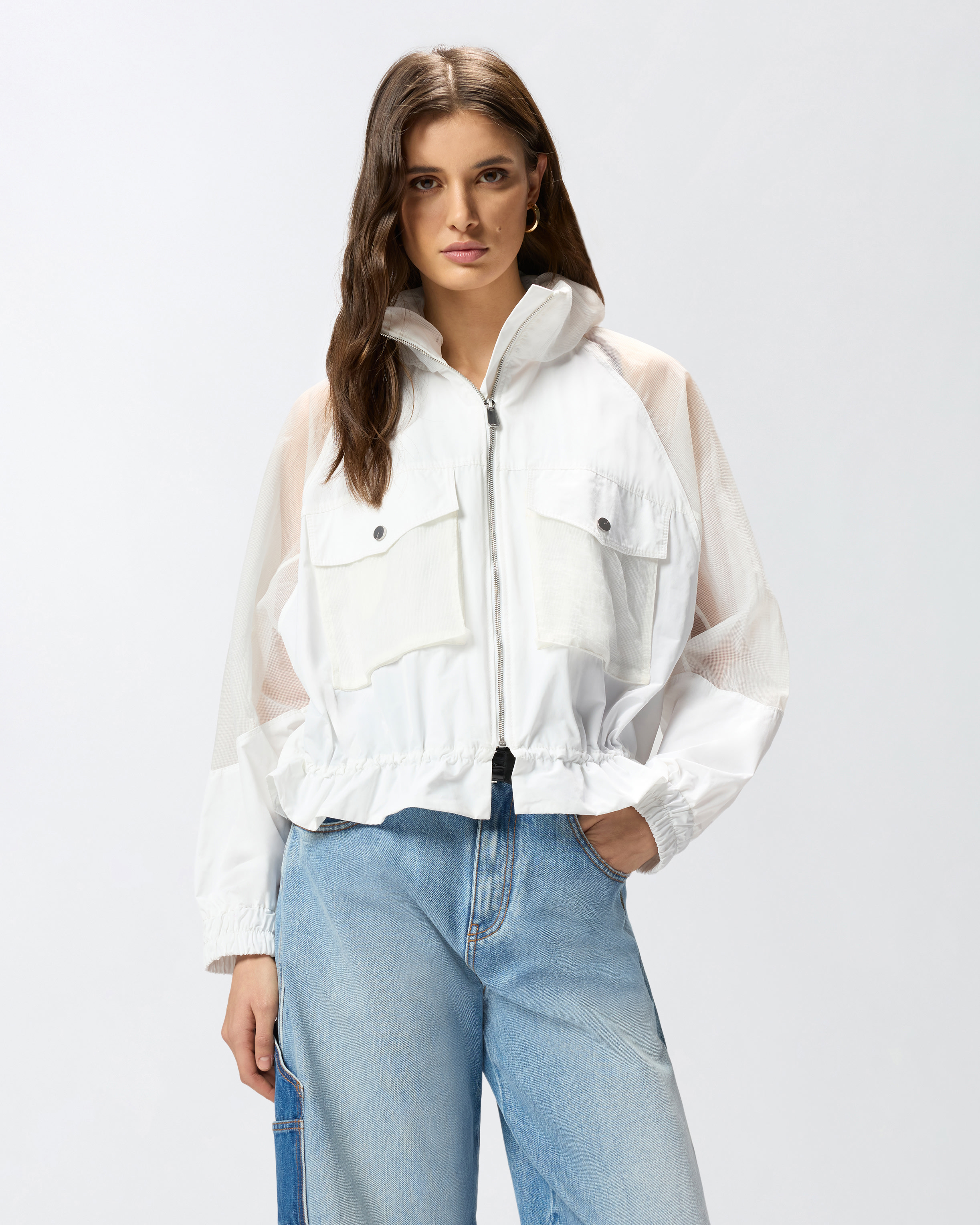Technical jacket with transparent panels PINKO White