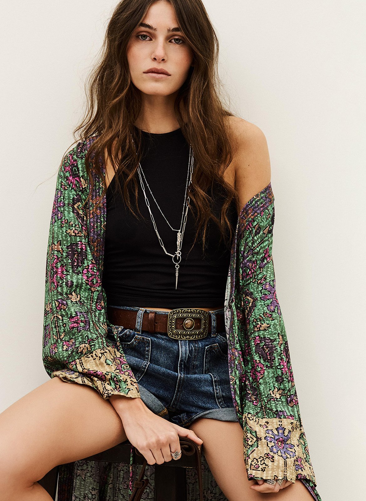 Kimono long imprimé BA&SH Vert