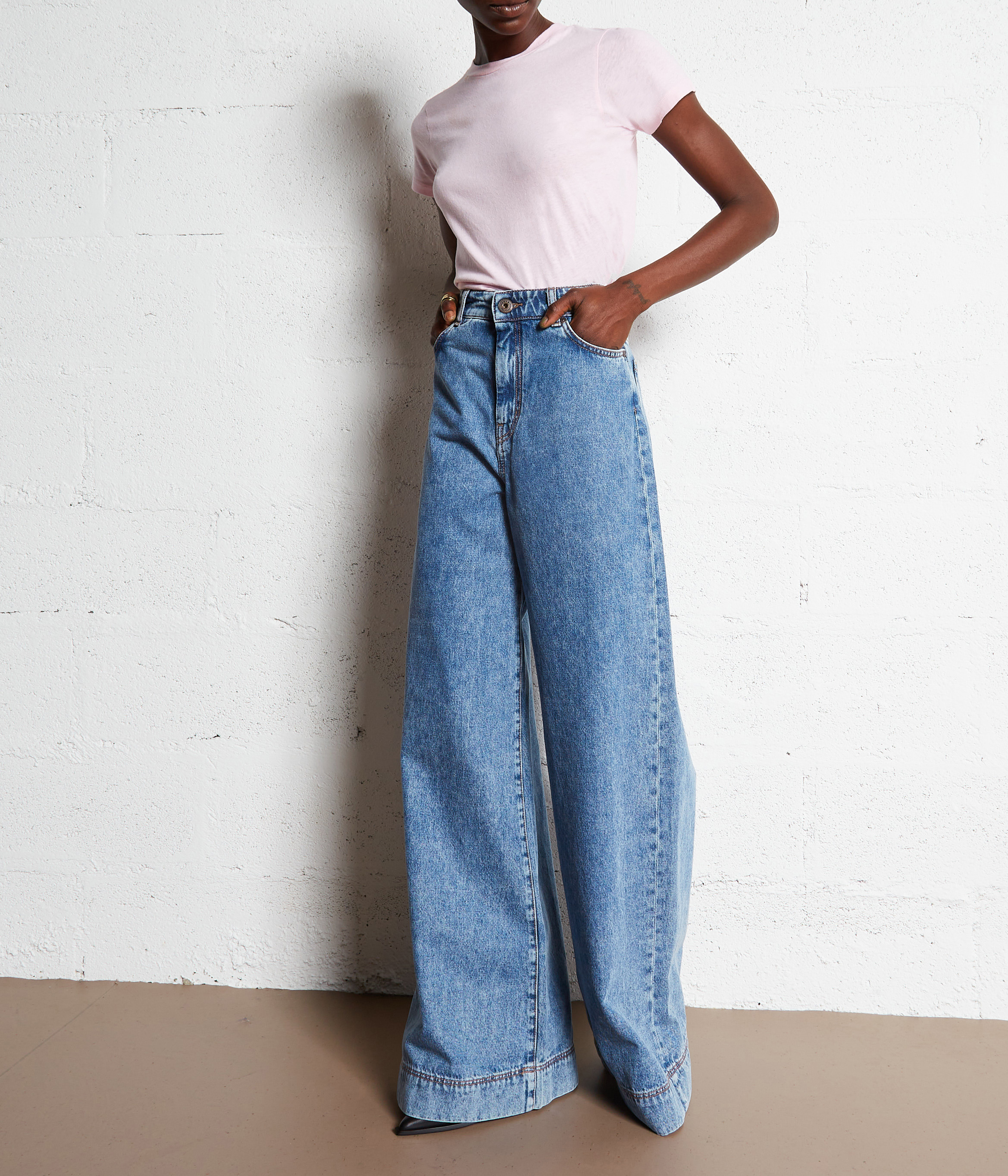 Baumwoll-Pullover mit Rundhalsausschnitt AMERICAN VINTAGE Rosa