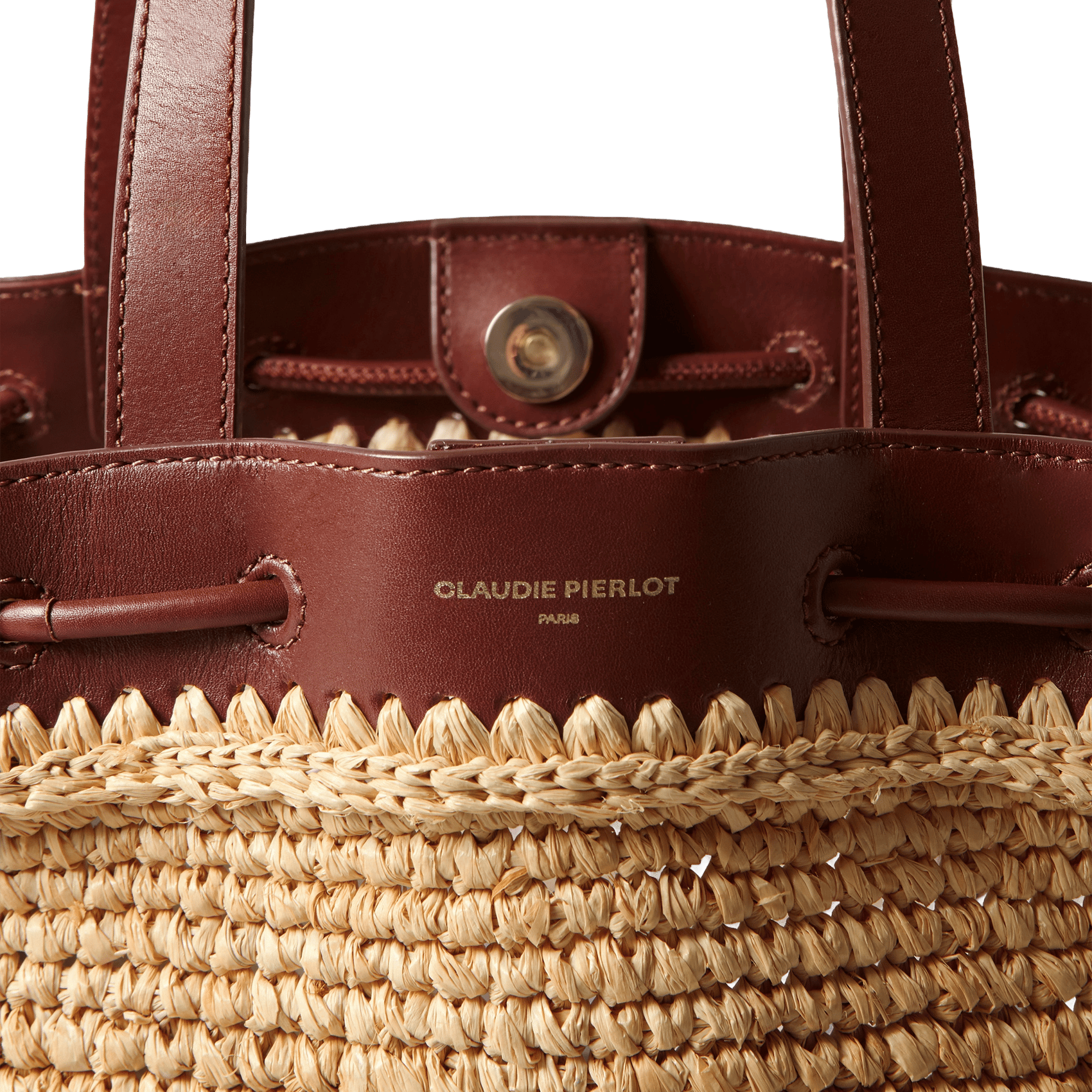 Basket in braided rephia and smooth leather CLAUDIE PIERLOT Brown