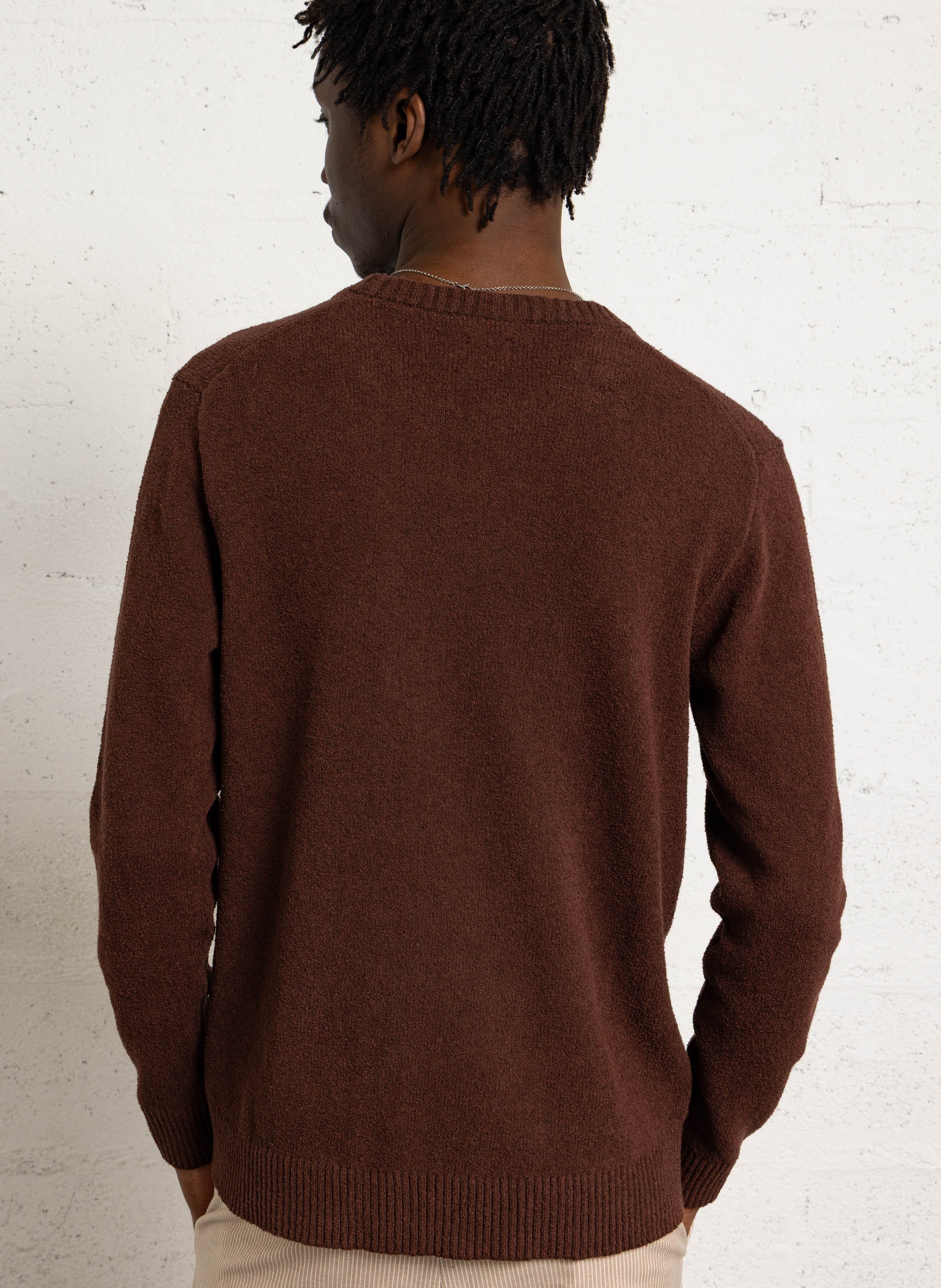 Pull col rond en coton mélangé AU PRINTEMPS PARIS Marron