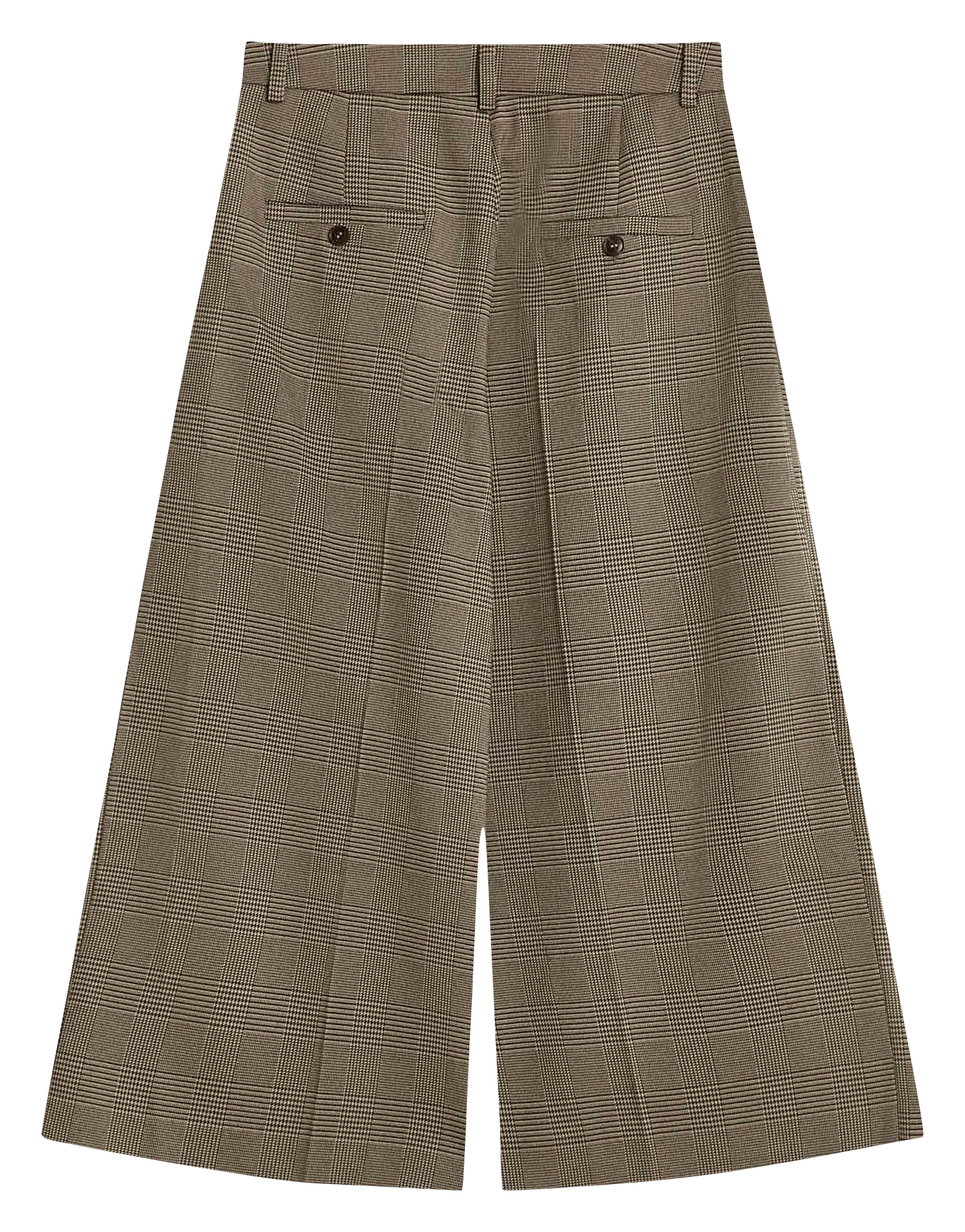 Prince of Wales Check Wide Leg Capri Pants GRACE ET MILA Beige