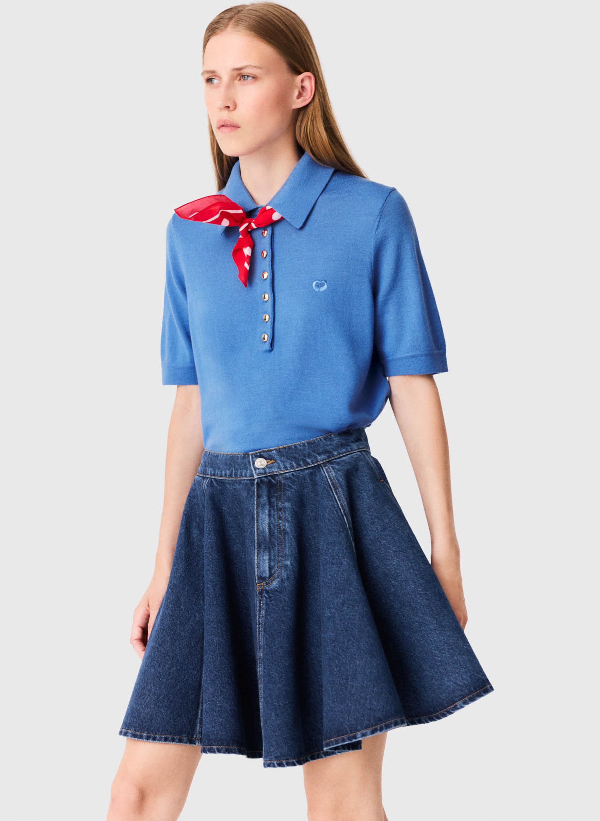 Mini jupe en coton MAJE Bleu