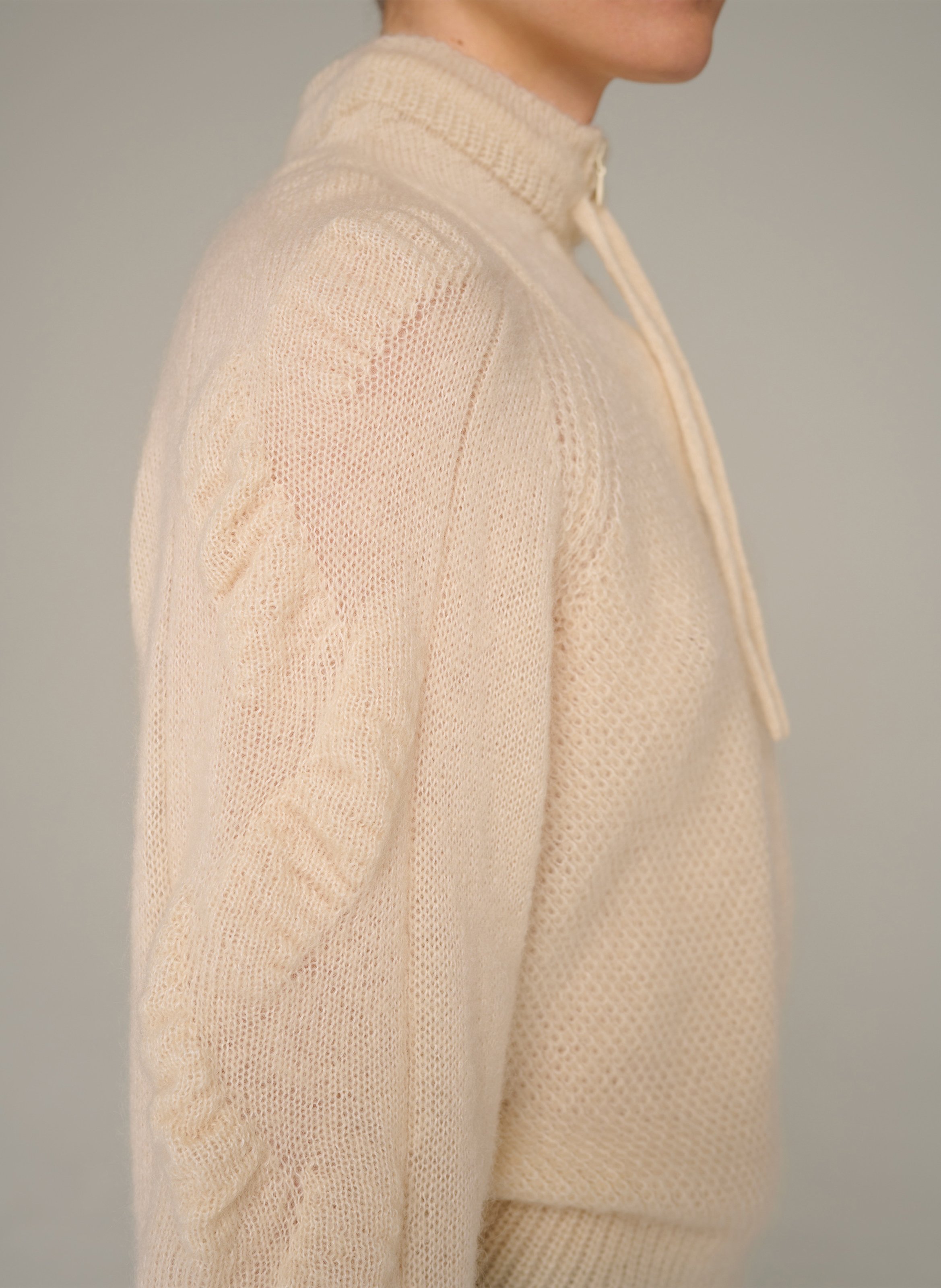 Gerade geschnittene Strickjacke mit Reißverschluss aus Wollmischung COTELAC Beige