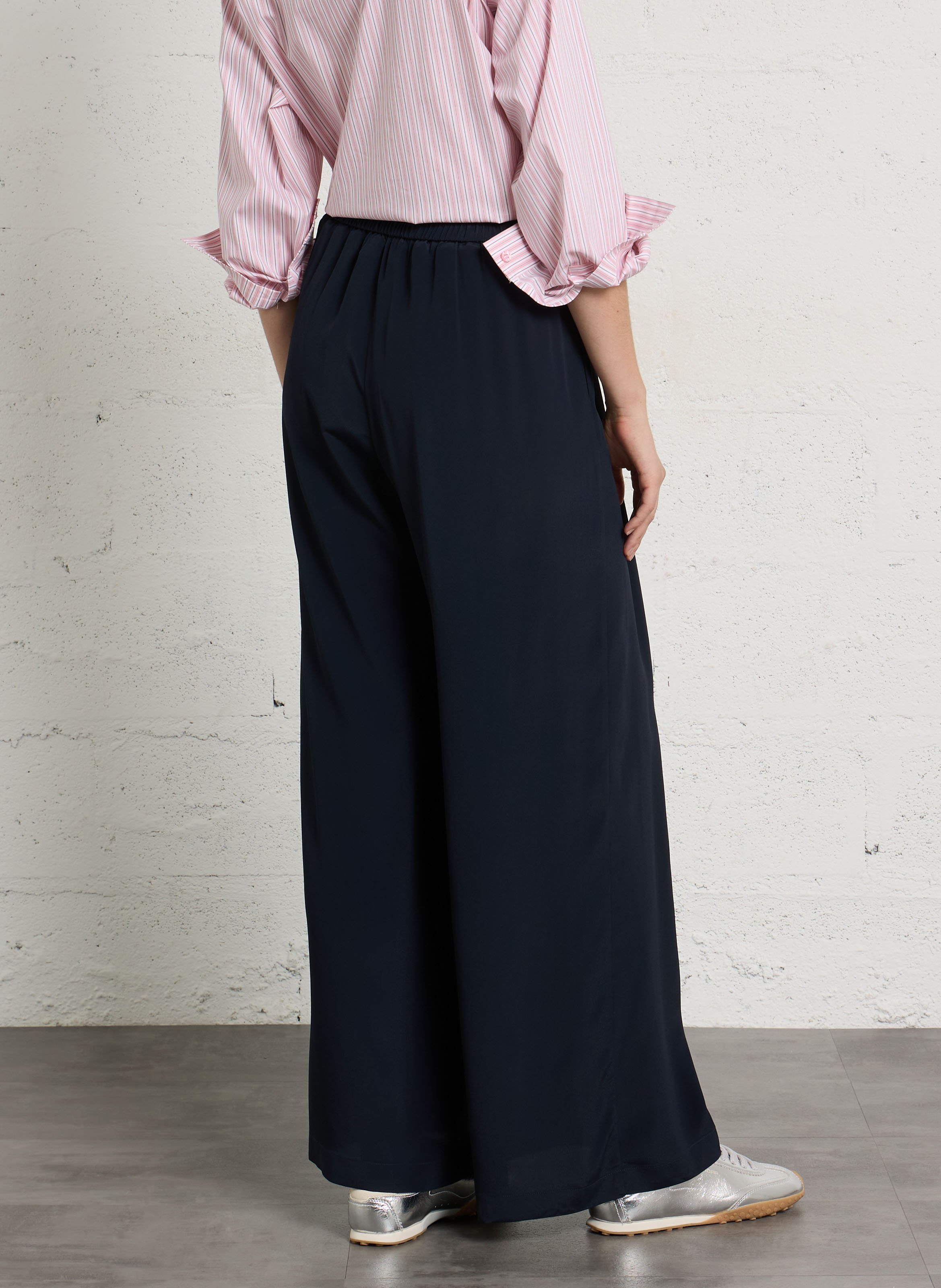Pantalon large fluide à taille haute MOMONI Bleu