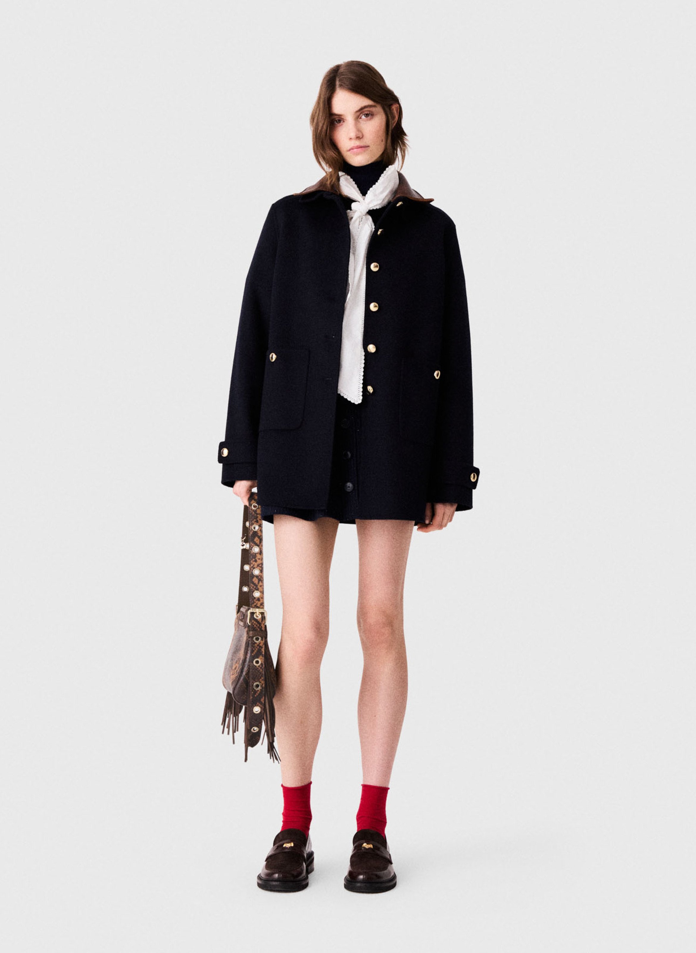 Manteau oversize en laine mélangée MAJE Bleu