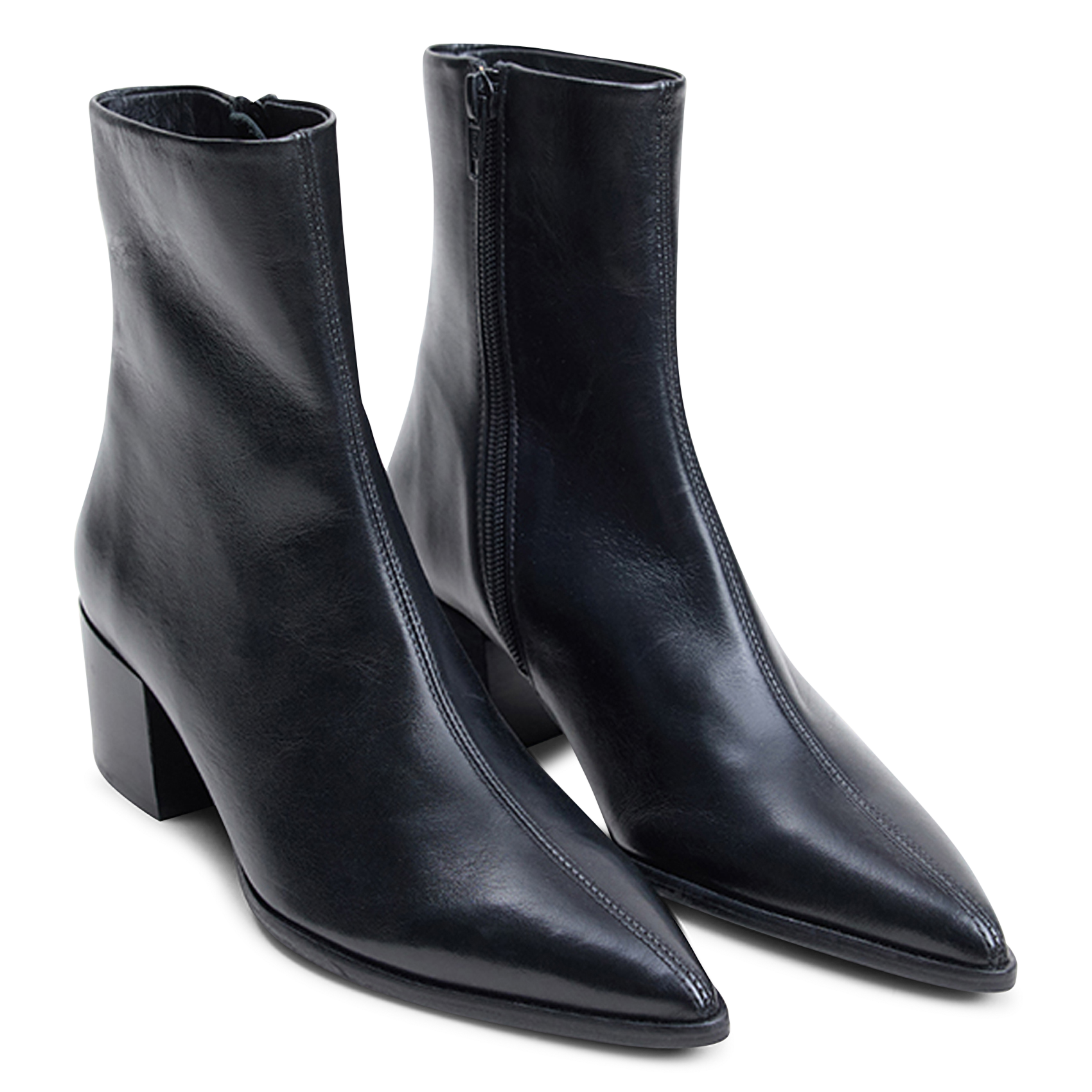 Pointed-toe cow leather ankle boots JONAK Black